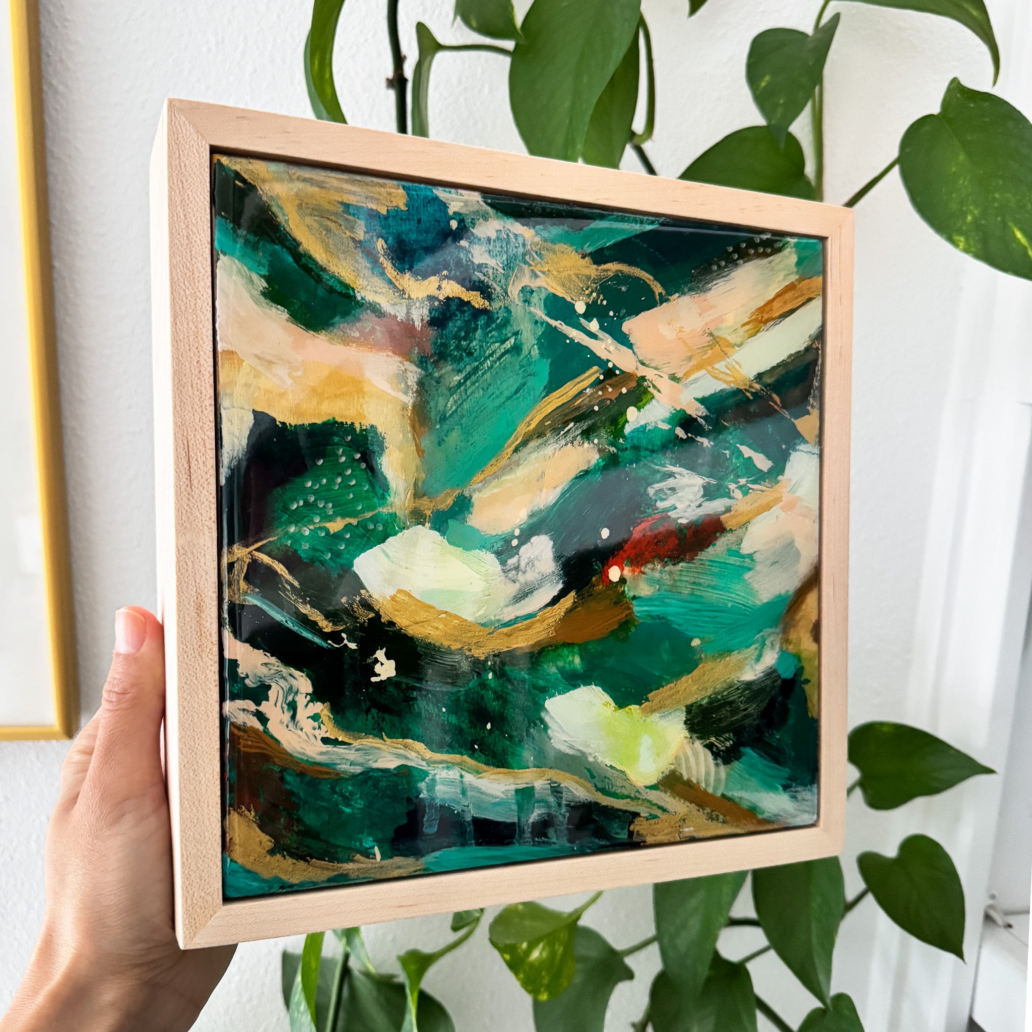 Hiking After the Rain, framed 9x9