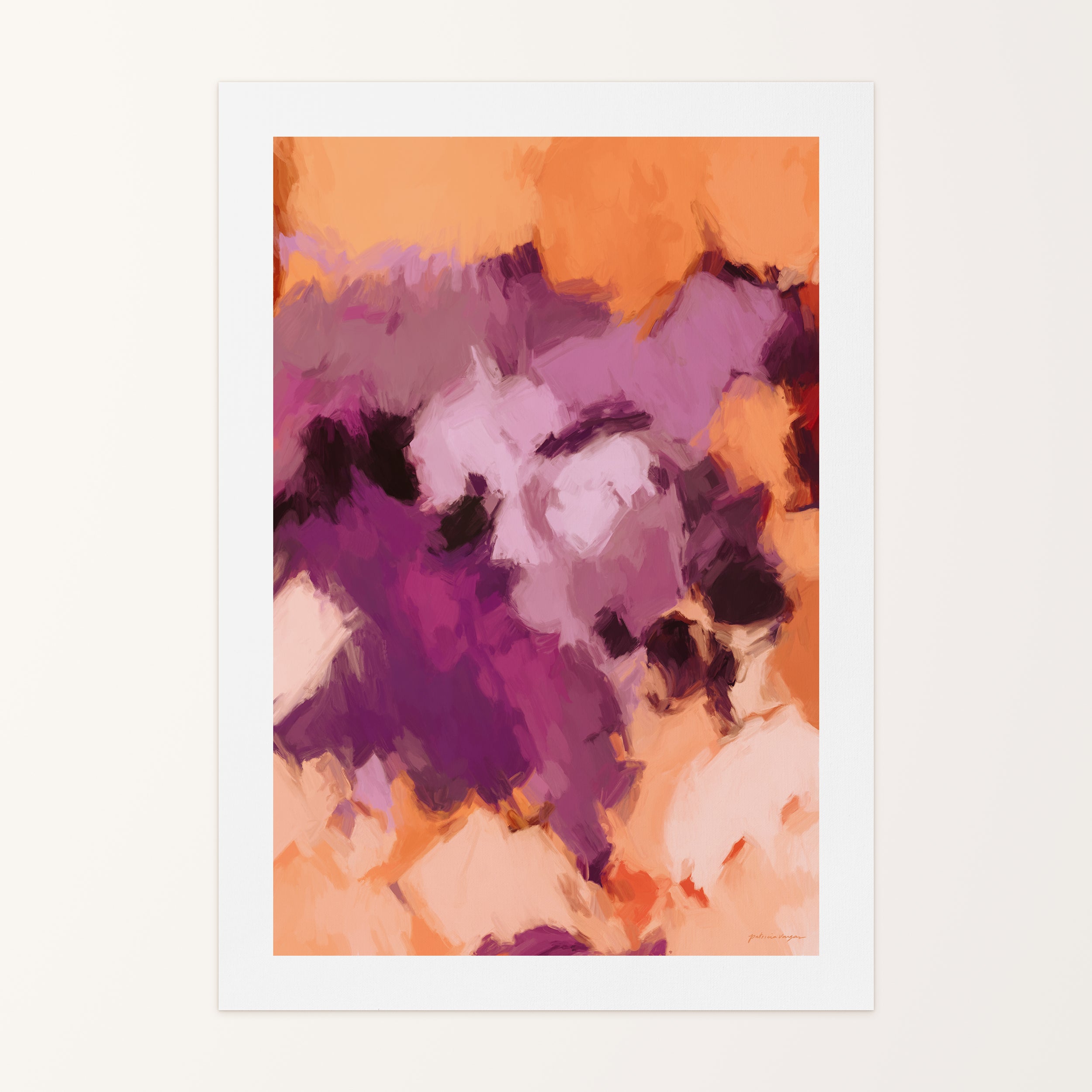 Lilac, purple and orange colorful abstract canvas wall art print by Parima Studio