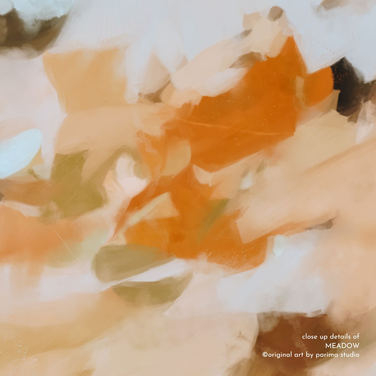 Close up of Meadow, neutral earthy contemporary abstract art print by Parima Studio