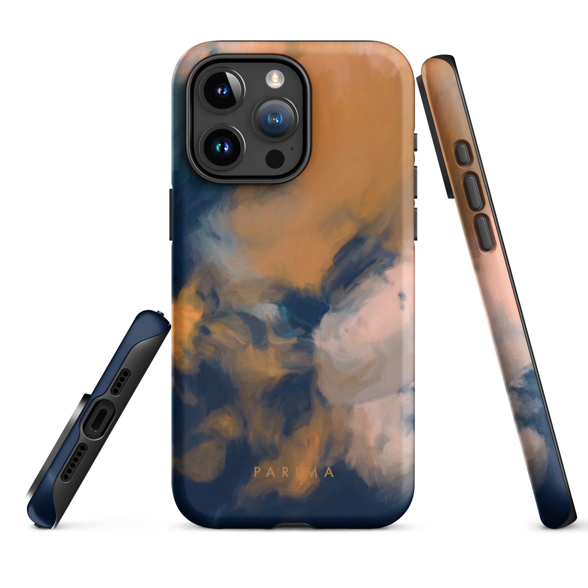 Mia Luna, blue and orange abstract art - iPhone 15 Pro Max tough case by Parima Studio