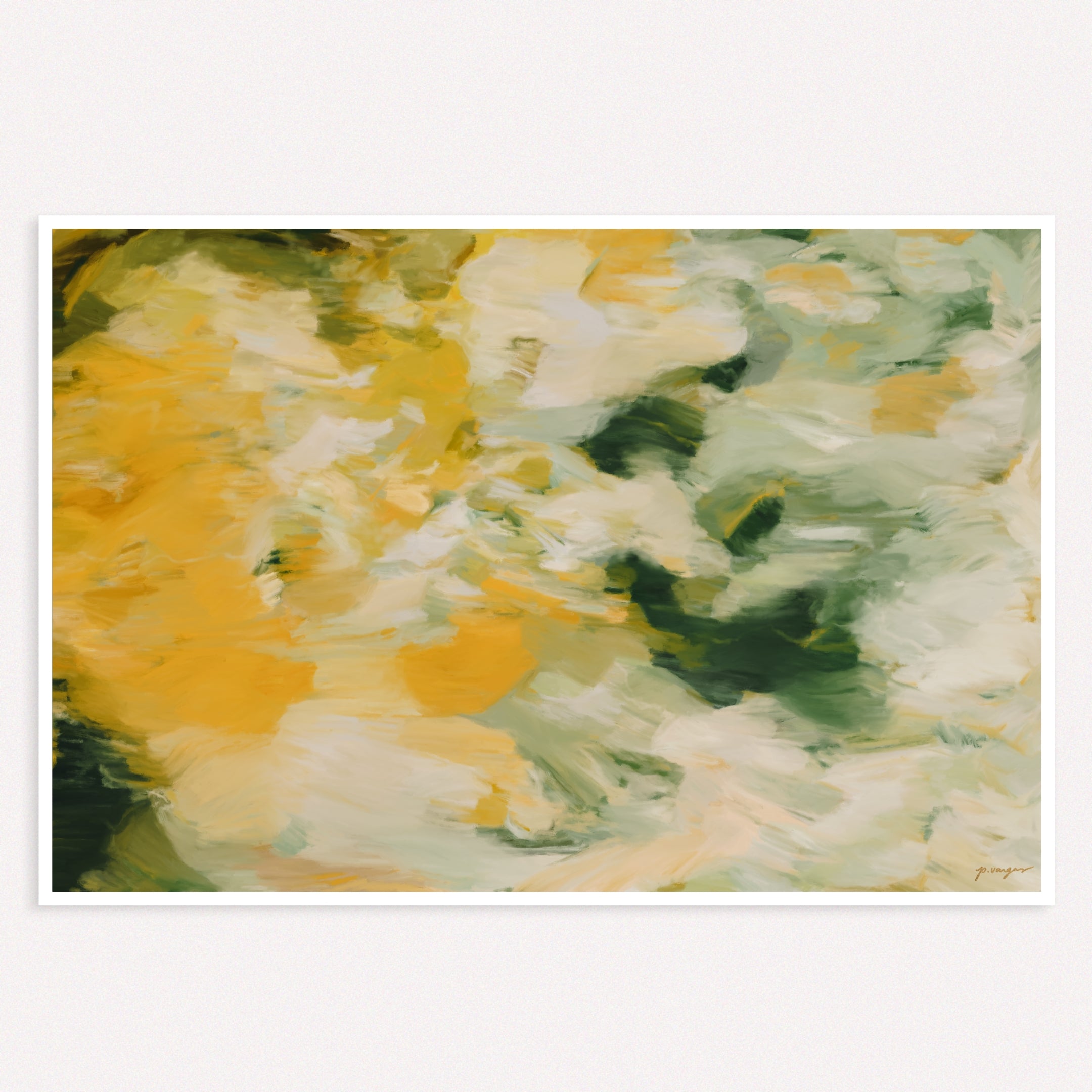 Moments No. 1 Green and Yellow Abstract Wall Art Print by Parima Studio - Colorful art for your home decor.