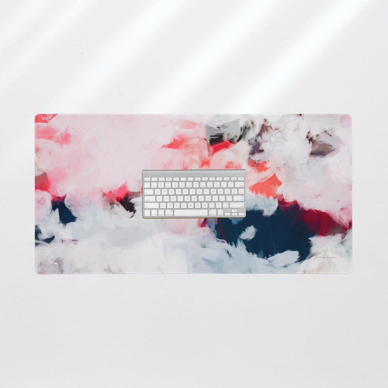 Oceane, pink and blue mouse pad for styling your office desk. Featuring artwork by Parima Studio. Home office styling accessories, cubicle styling accessories.