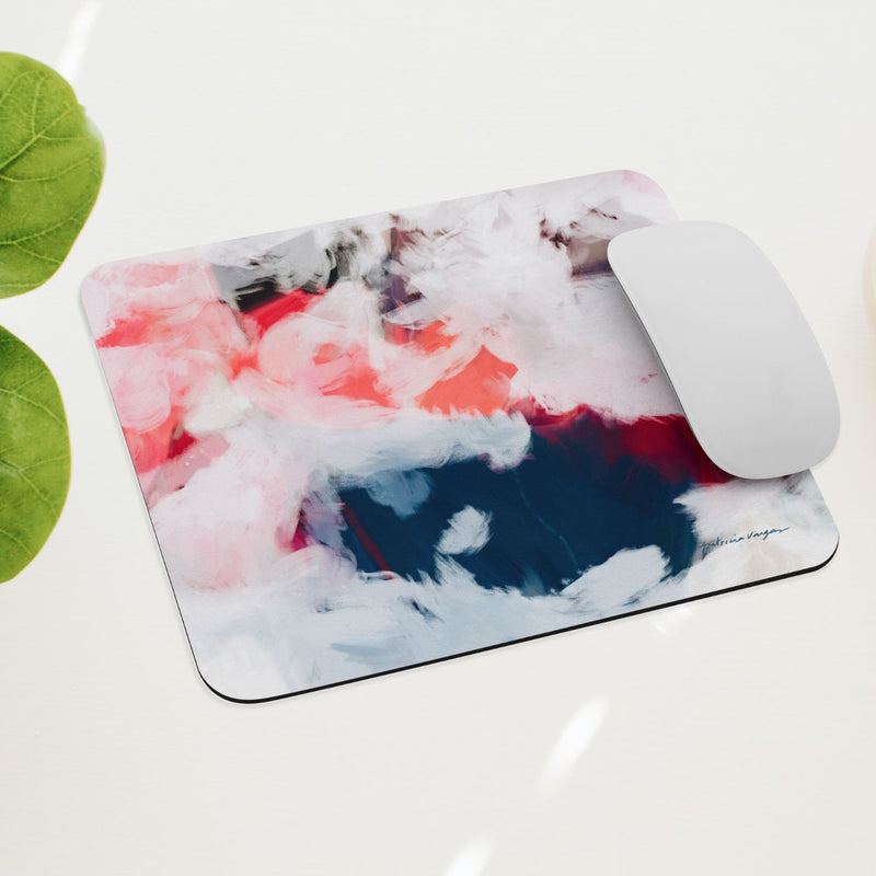 Oceane, pink and blue mouse pad for styling your office desk. Featuring artwork by Parima Studio. Home office styling accessories, cubicle styling accessories.