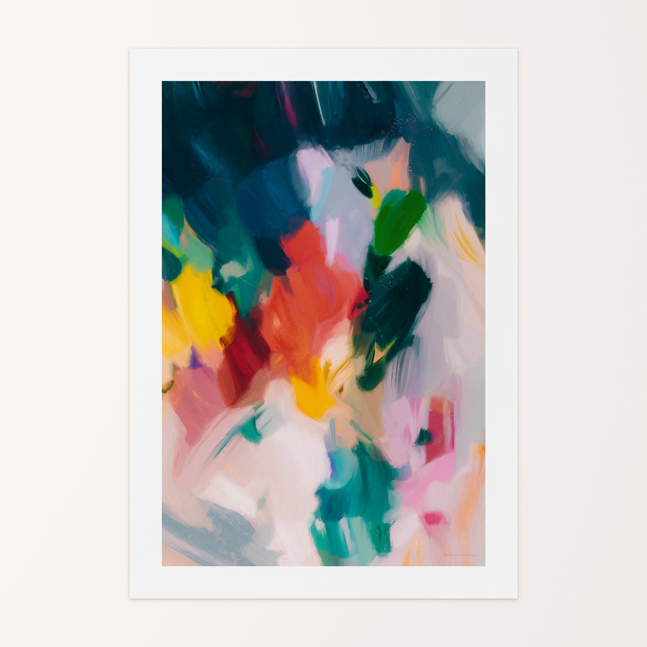 Pomme, bright multicolor colorful abstract canvas wall art print by Parima Studio