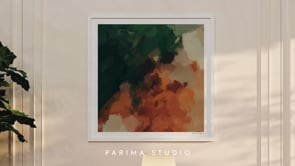 Video of Cedar, green and orange colorful abstract wall art print by Parima Studio