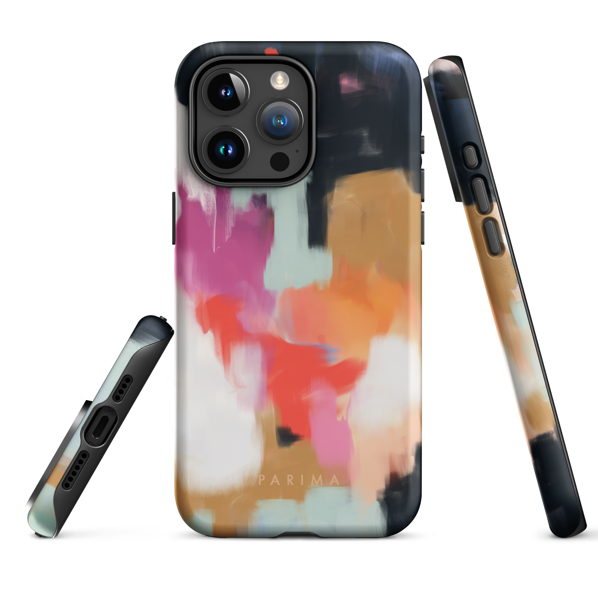Ruthie, blue and pink abstract art on iPhone 15 Pro Max tough case by Parima Studio