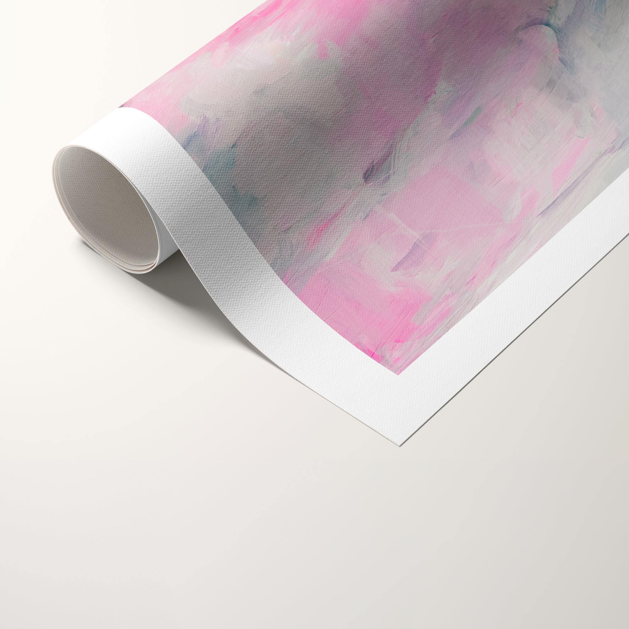 Splash, bright pink and cool teal blue square abstract wall art canvas giclee print by Parima Studio- Summer inspired art for your home decor. Oversized large scale art that makes a statement