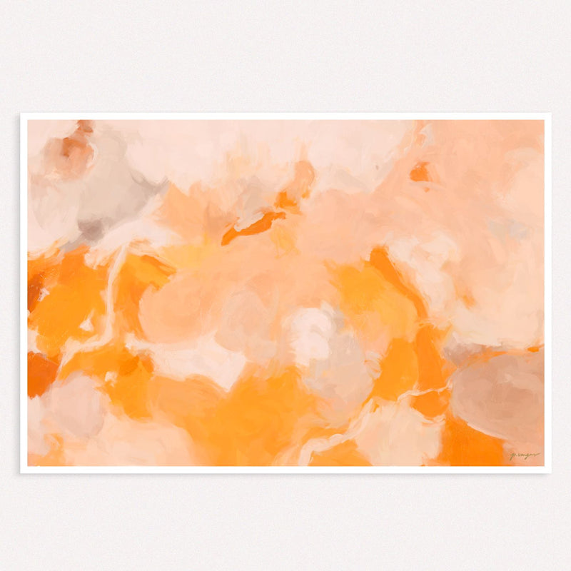Sweet Orange, orange and pink colorful abstract wall art print by Parima Studio