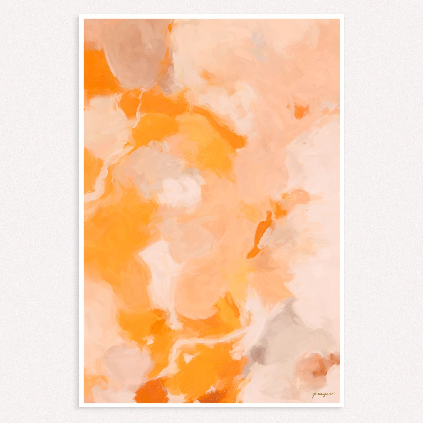 Sweet Orange, orange and pink colorful abstract wall art print by Parima Studio
