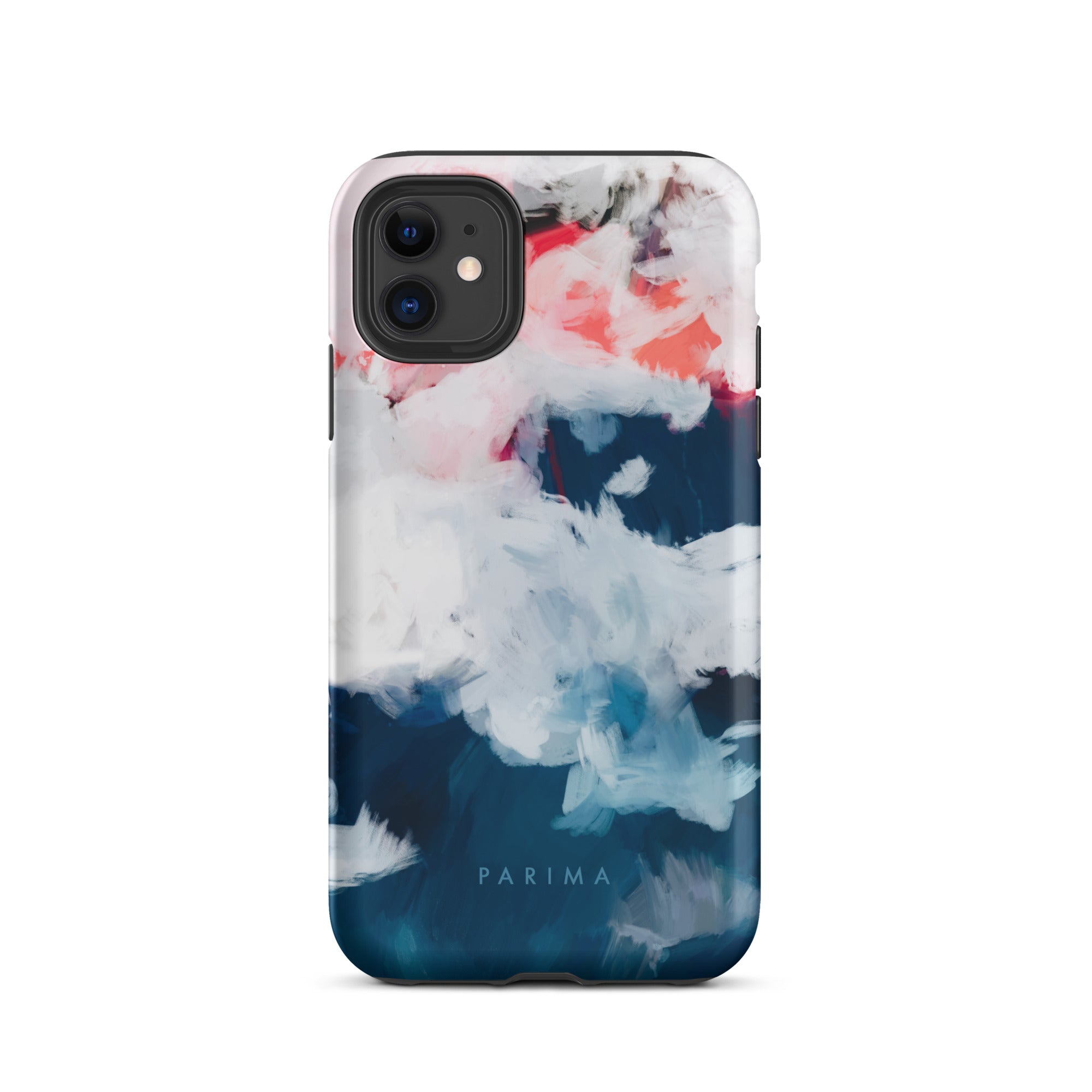 Oceane, blue and pink abstract art on iPhone 11 tough case by Parima Studio