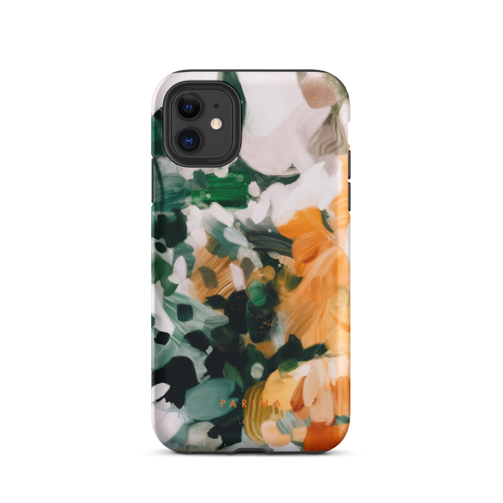 Aspen, green and orange abstract art - iPhone 11 tough case by Parima Studio