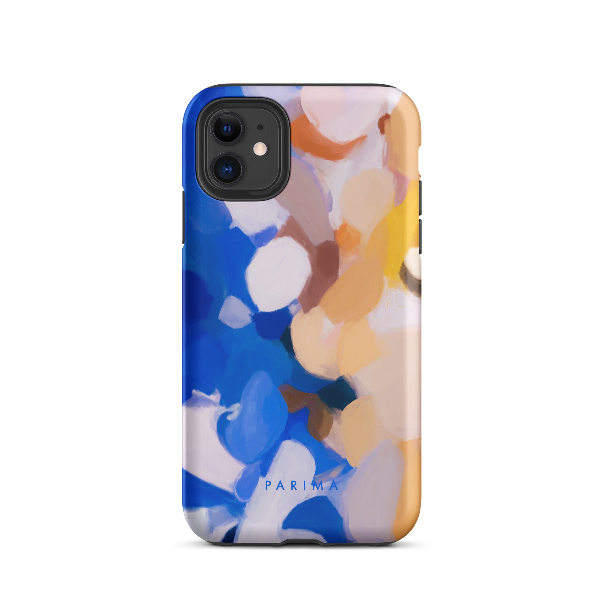 Bluebell, blue and yellow abstract art - iPhone 11 tough case by Parima Studio
