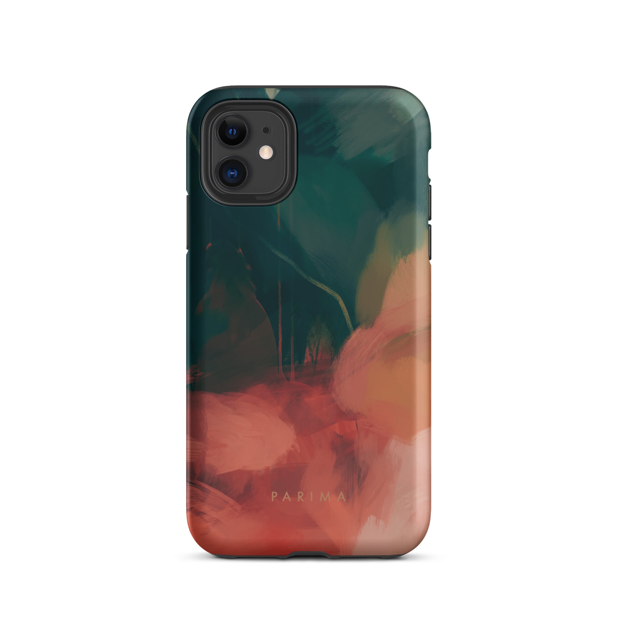 Eventide, green and red abstract art - iPhone 11 tough case by Parima Studio