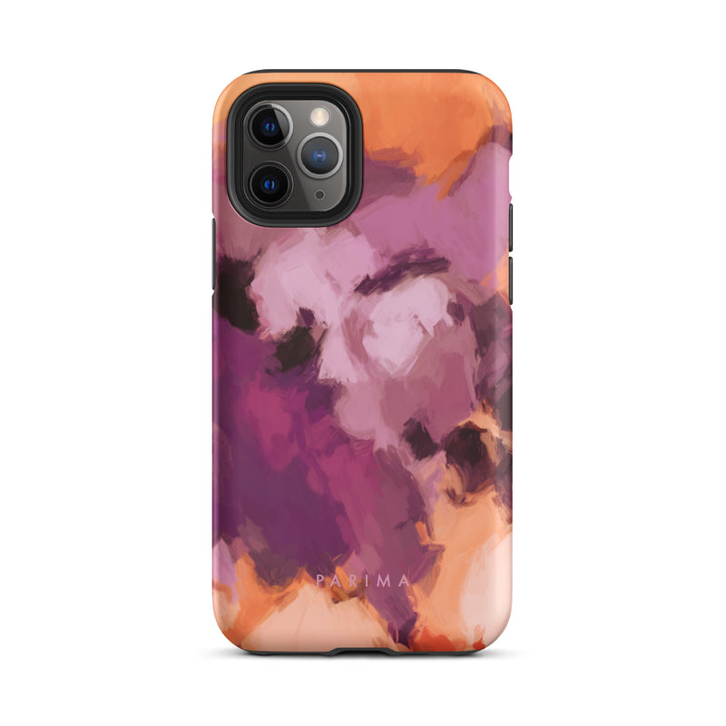 Lilac, purple and orange abstract art on iPhone 11 Pro tough case by Parima Studio