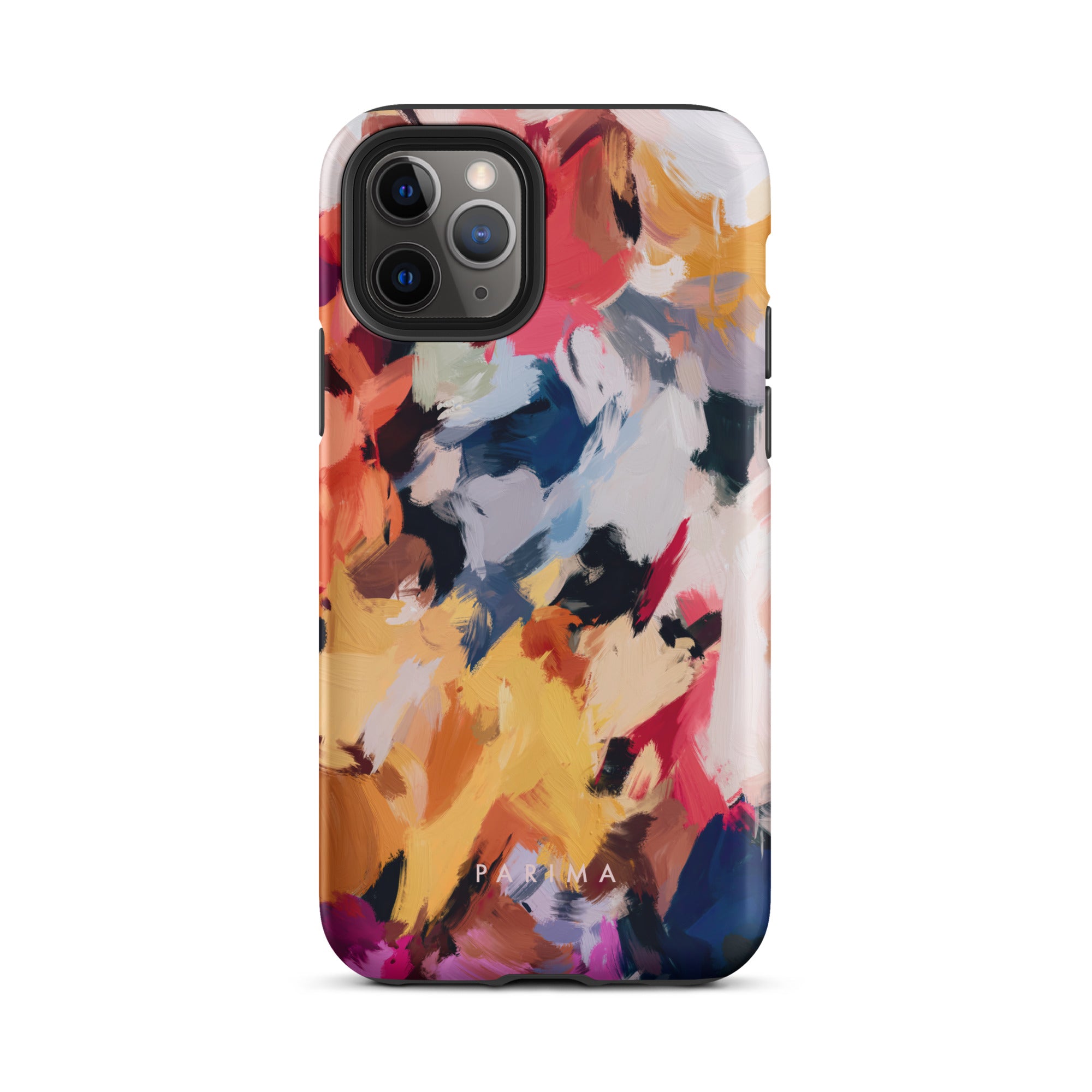 Wilde, blue and yellow abstract art on iPhone 11 Pro tough case by Parima Studio
