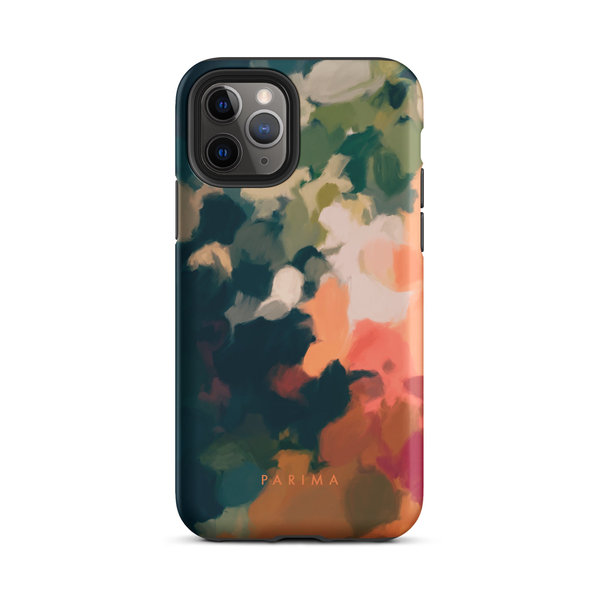 Ria, blue and orange abstract art - iPhone 11 Pro tough case by Parima Studio