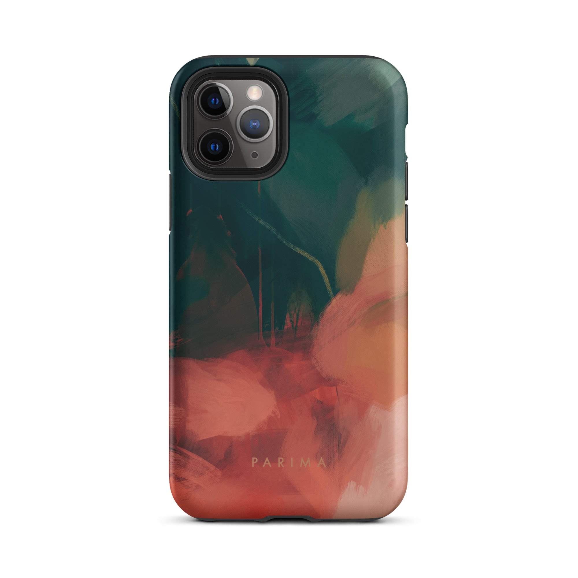 Eventide, green and red abstract art - iPhone 11 Pro tough case by Parima Studio