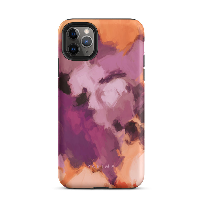 Lilac, purple and orange abstract art on iPhone 11 Pro Max tough case by Parima Studio
