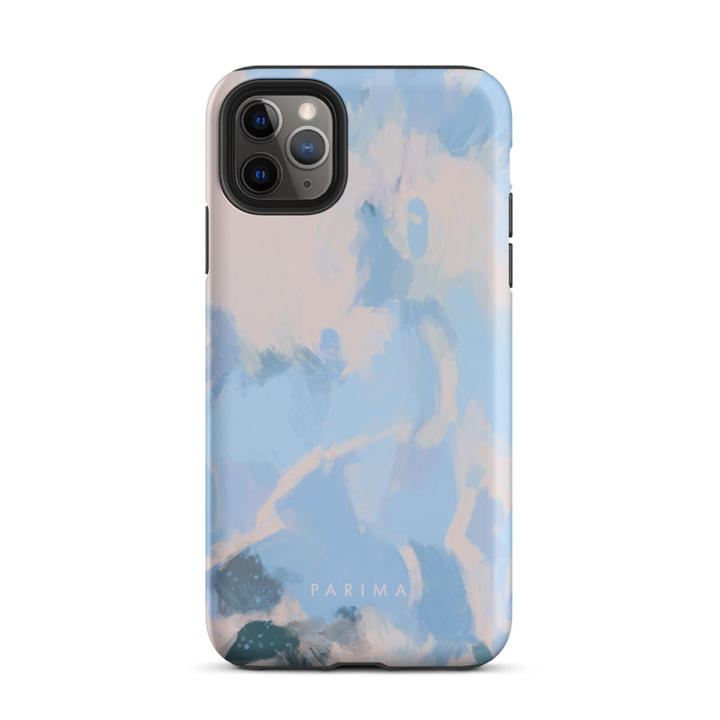 Dove, blue and pink abstract art on iPhone 11 Pro Max tough case by Parima Studio
