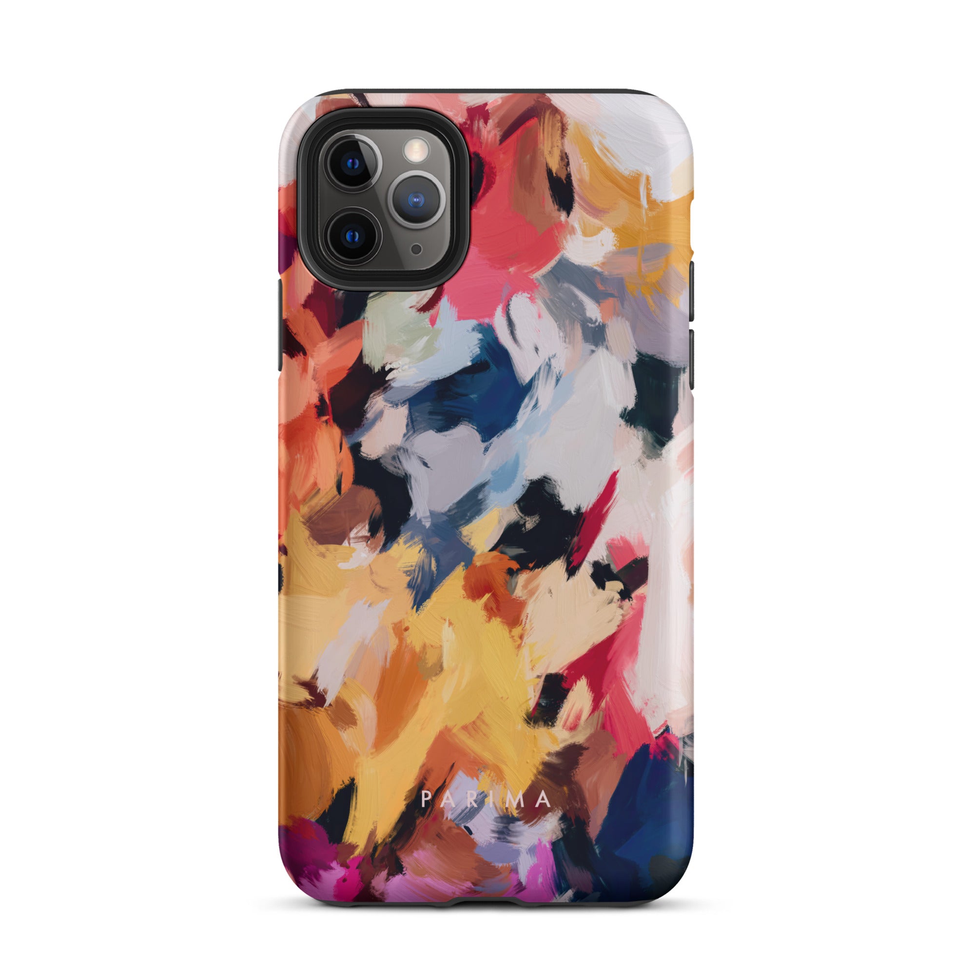 Wilde, blue and yellow abstract art on iPhone 11 Pro Max tough case by Parima Studio