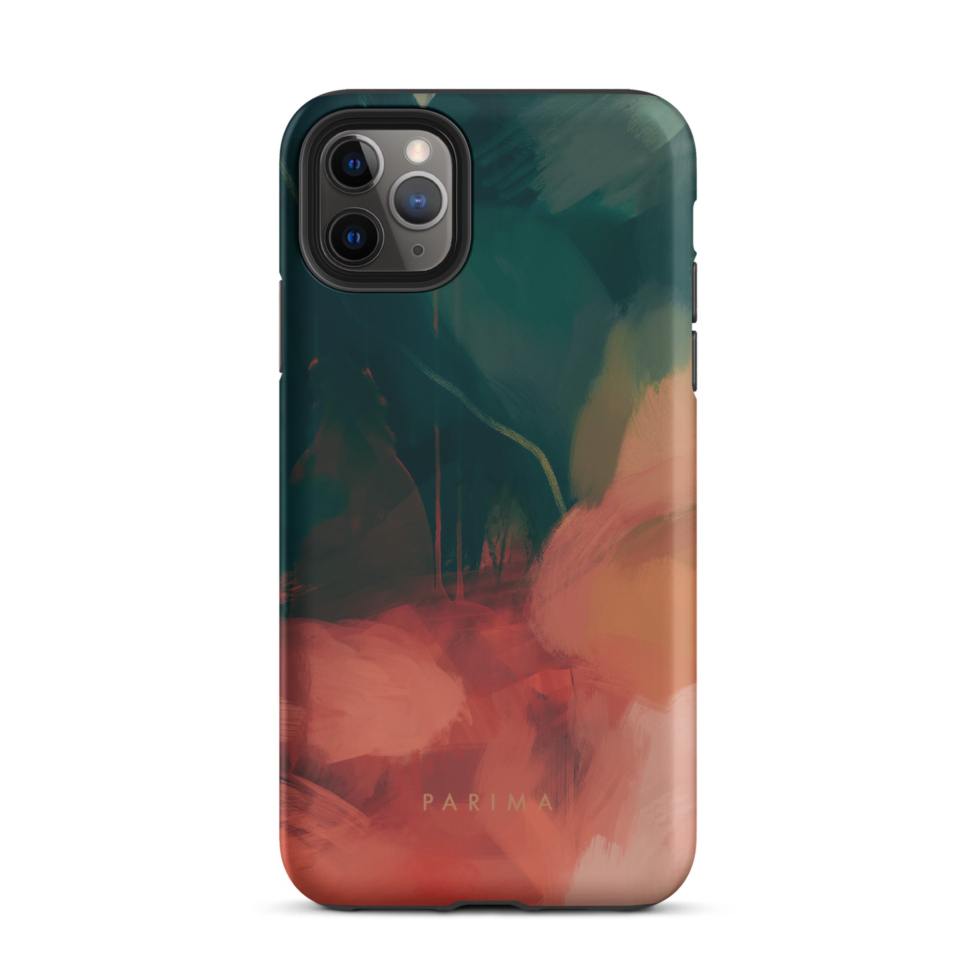 Eventide, green and red abstract art - iPhone 11 Pro Max tough case by Parima Studio