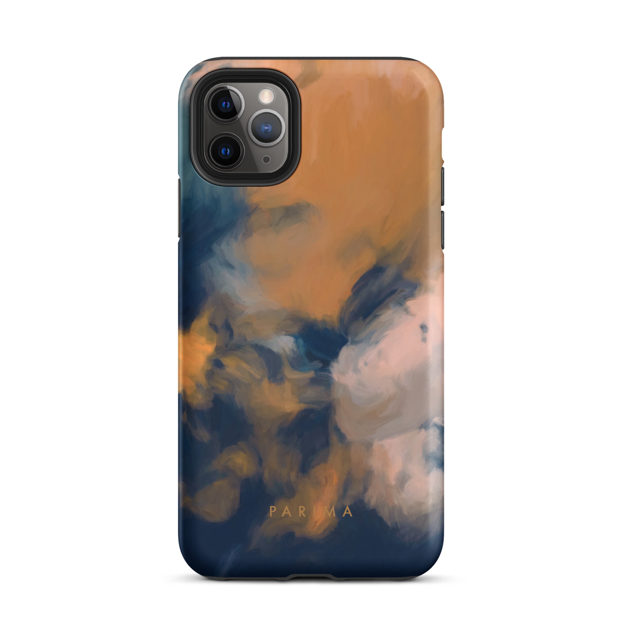 Mia Luna, blue and orange abstract art - iPhone 11 Pro Max tough case by Parima Studio