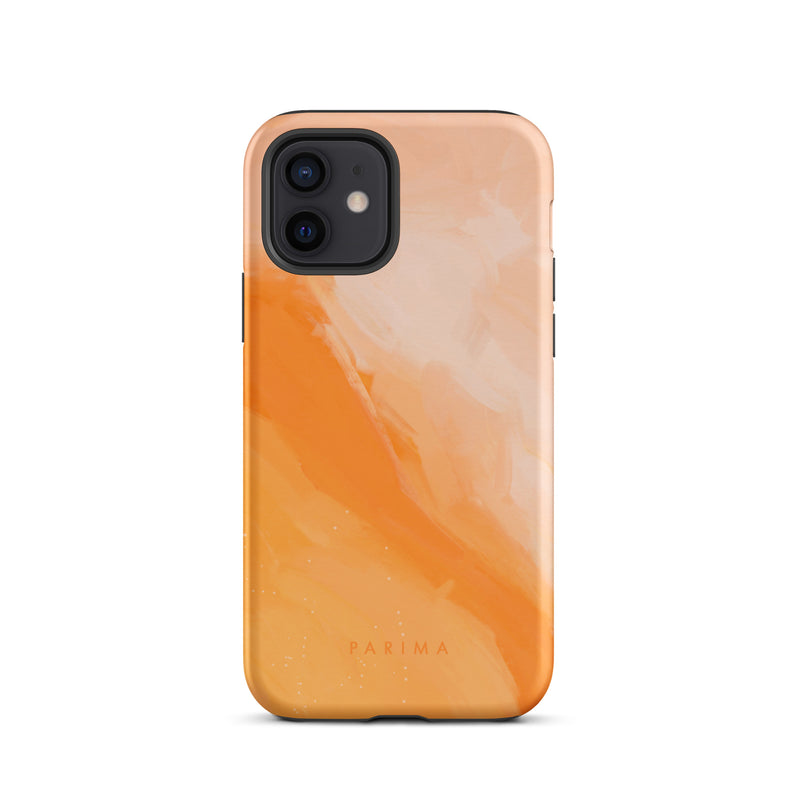 Sweet Orange, orange and pink abstract art on iPhone 12 tough case by Parima Studio
