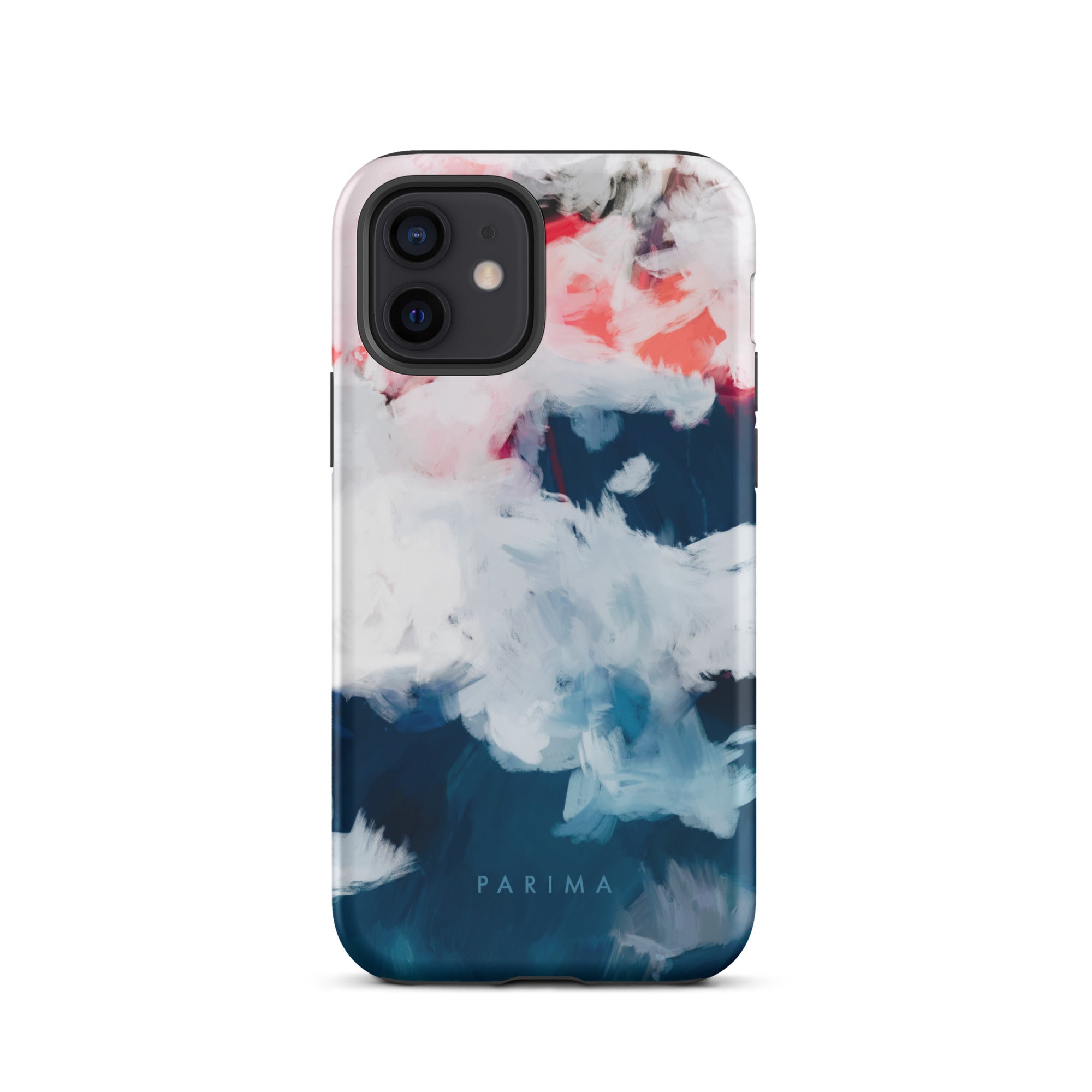 Oceane, blue and pink abstract art on iPhone 12 tough case by Parima Studio
