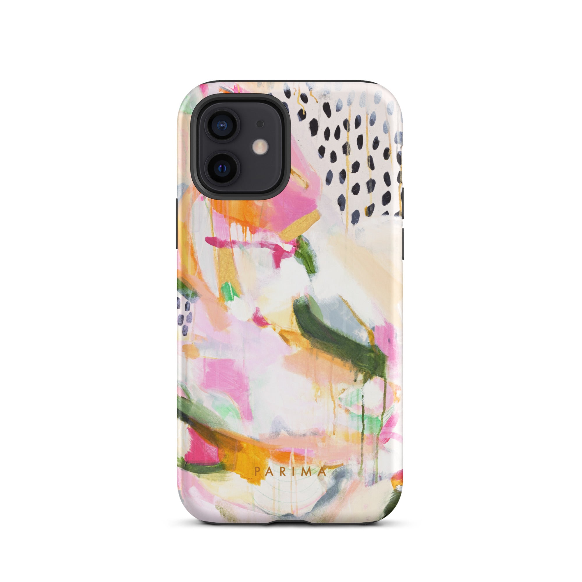 Adira, pink and green abstract art - iPhone 12 tough case by Parima Studio