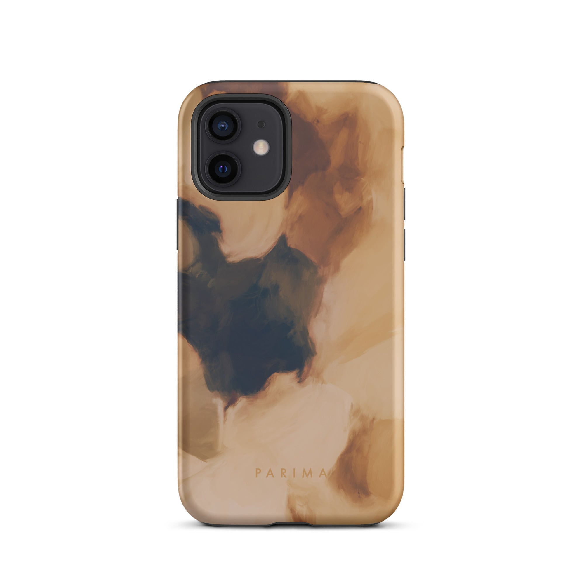 Clay, brown and tan color abstract art on iPhone 12 tough case by Parima Studio