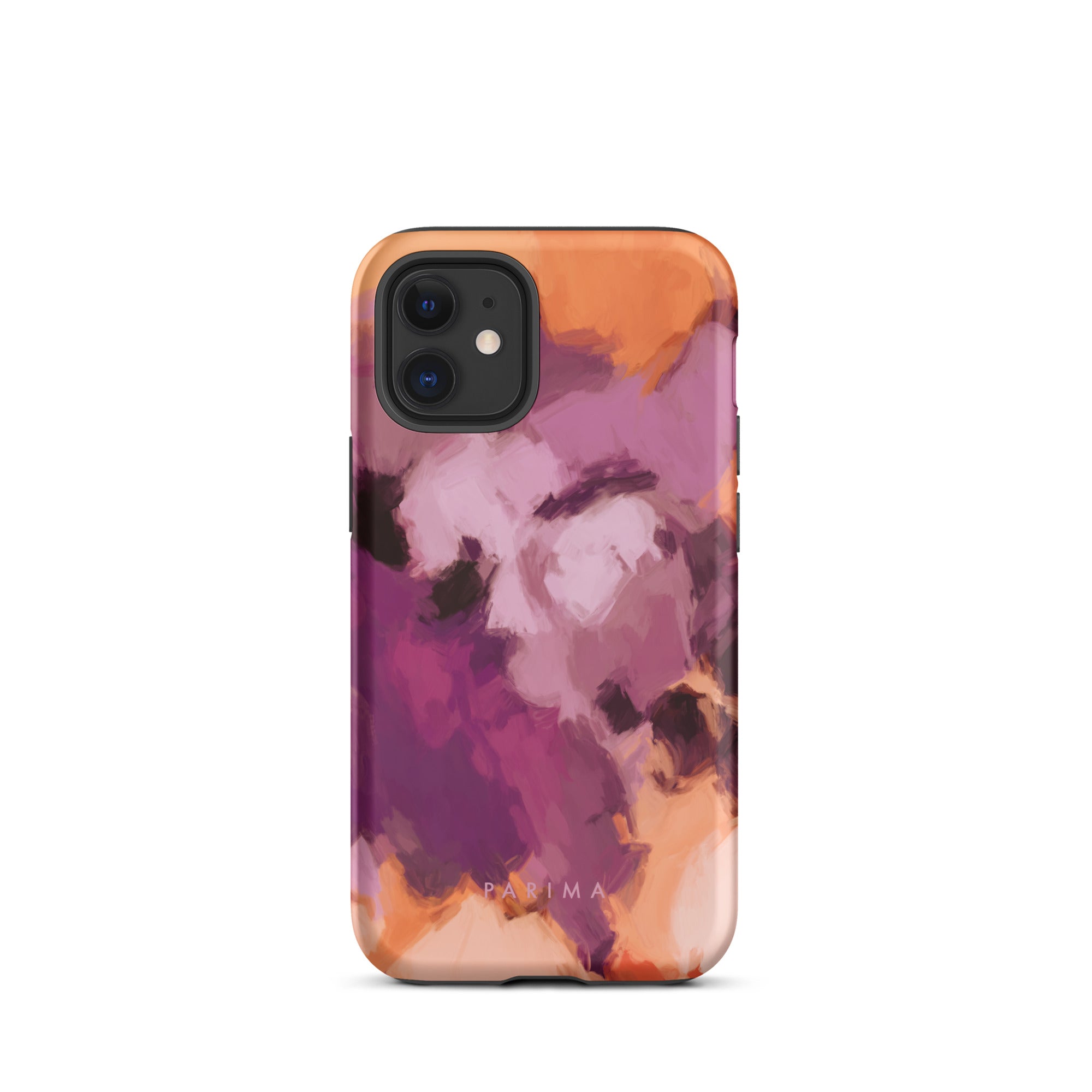 Lilac, purple and orange abstract art on iPhone 12 Mini tough case by Parima Studio