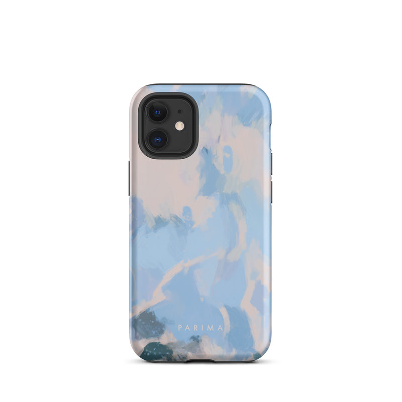 Dove, blue and pink abstract art on iPhone 12 Mini tough case by Parima Studio
