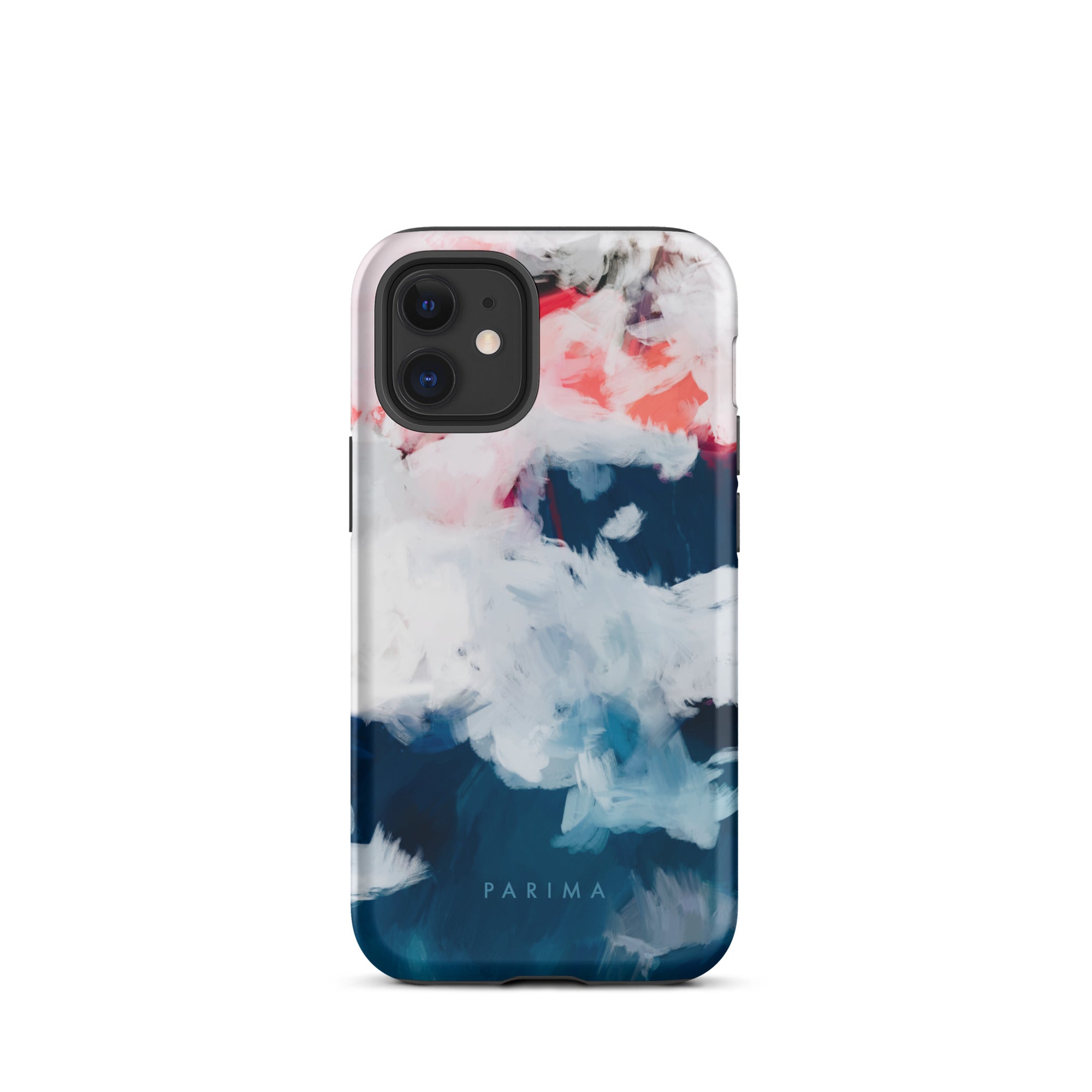 Oceane, blue and pink abstract art on iPhone 12 mini tough case by Parima Studio