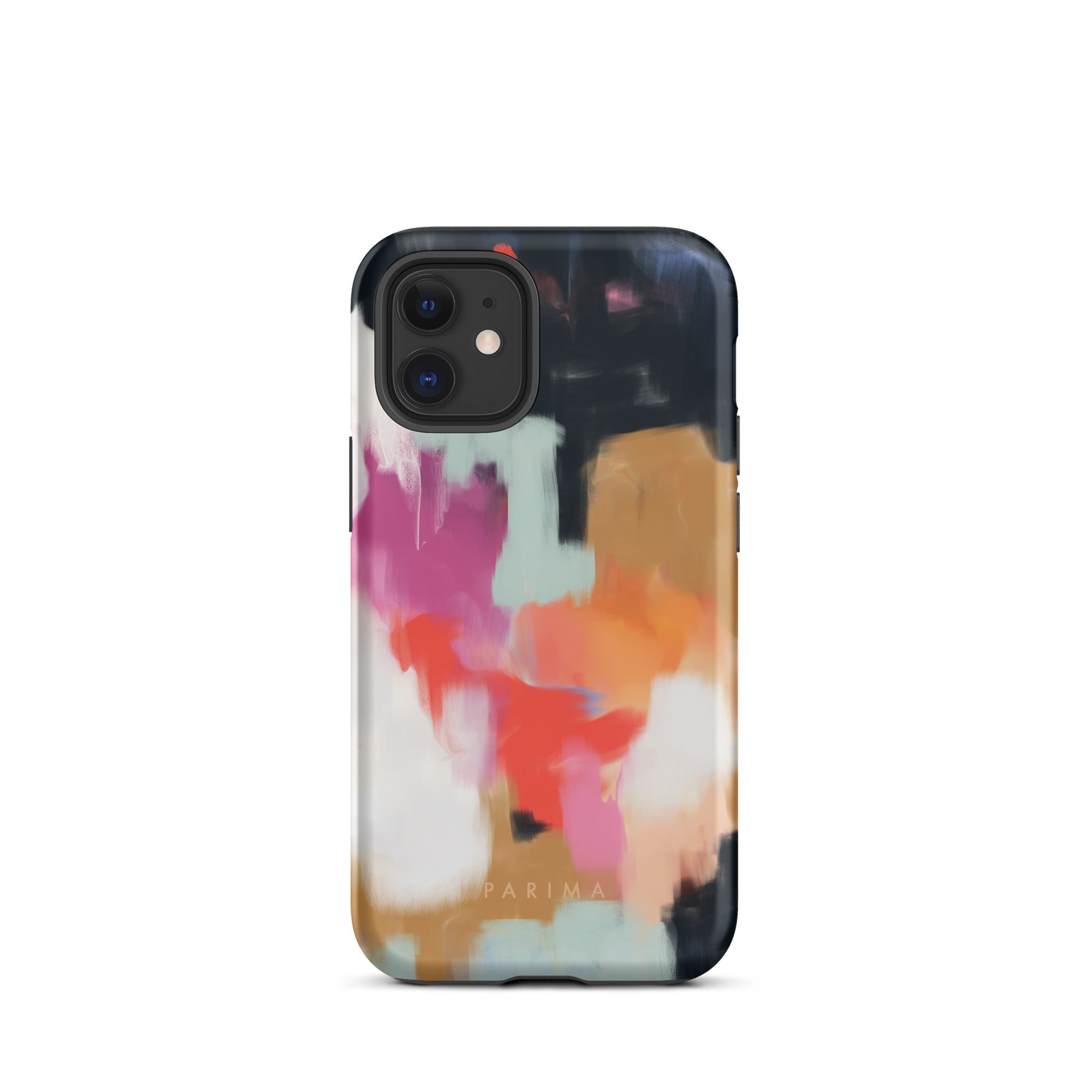 Ruthie, blue and pink abstract art on iPhone 12 mini tough case by Parima Studio