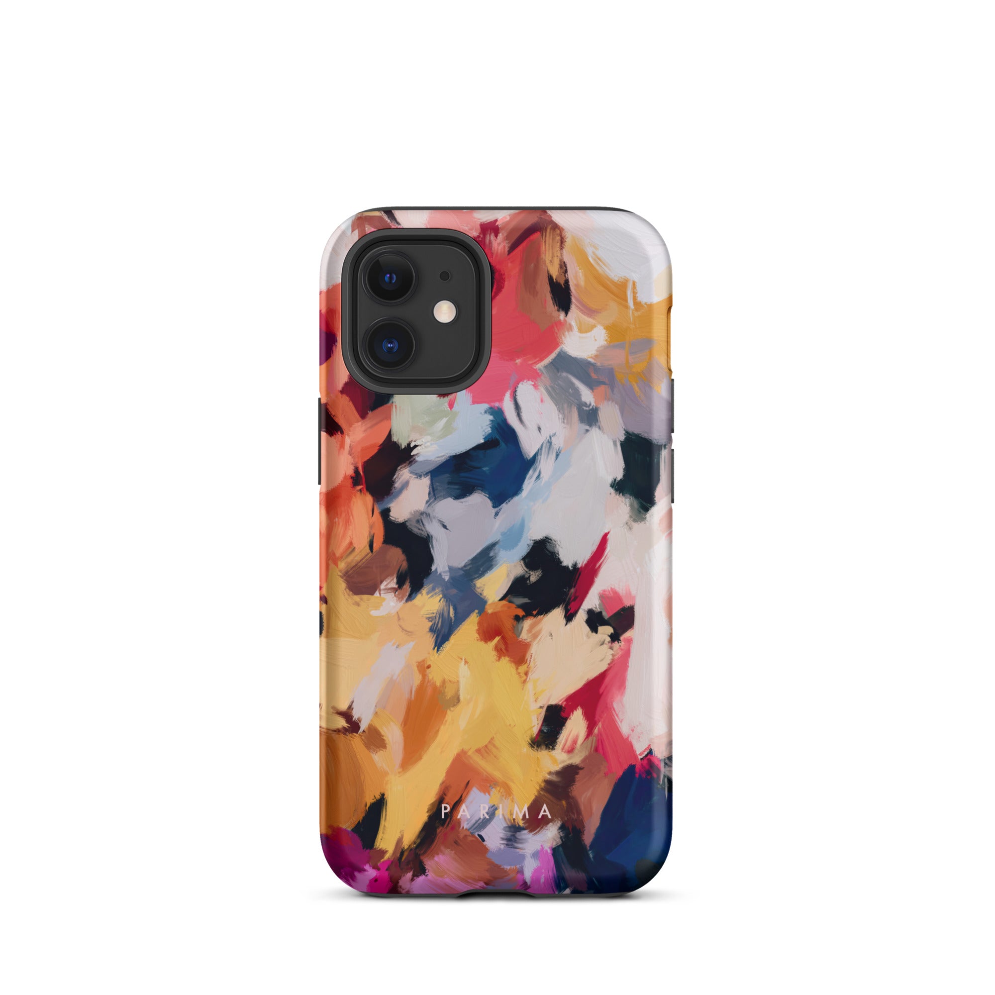 Wilde, blue and yellow abstract art on iPhone 12 mini tough case by Parima Studio