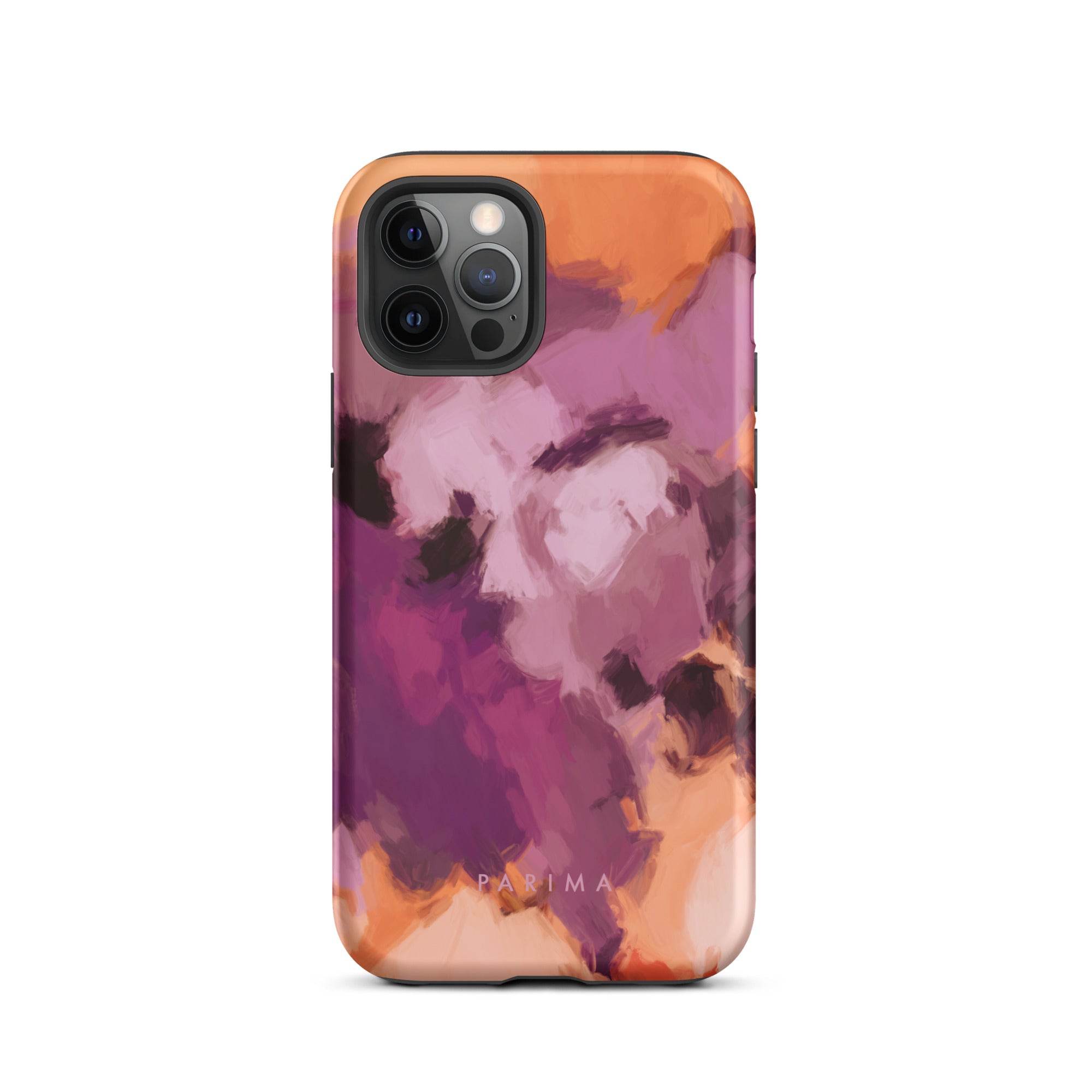 Lilac, purple and orange abstract art on iPhone 12 Pro tough case by Parima Studio