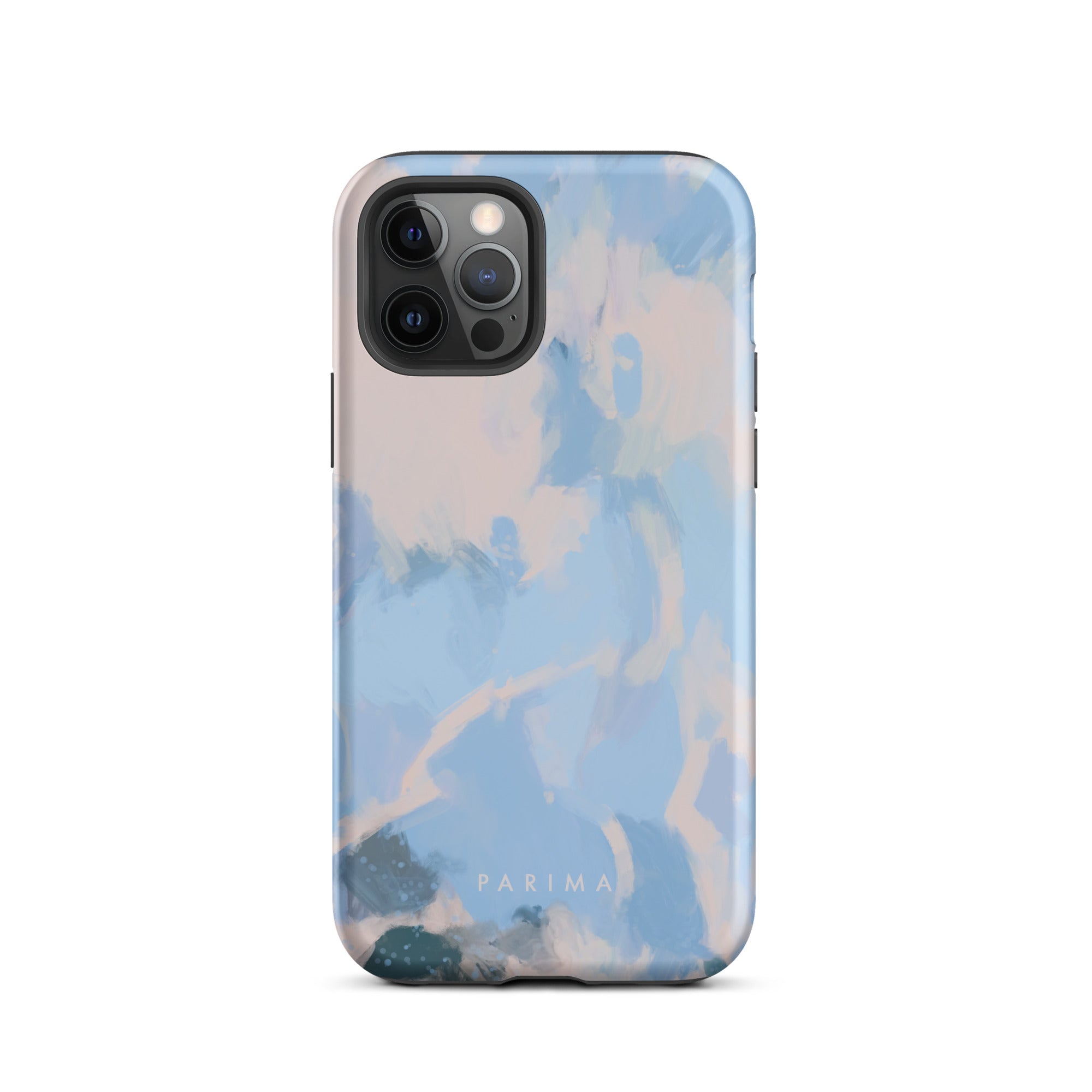 Dove, blue and pink abstract art on iPhone 12 Pro tough case by Parima Studio