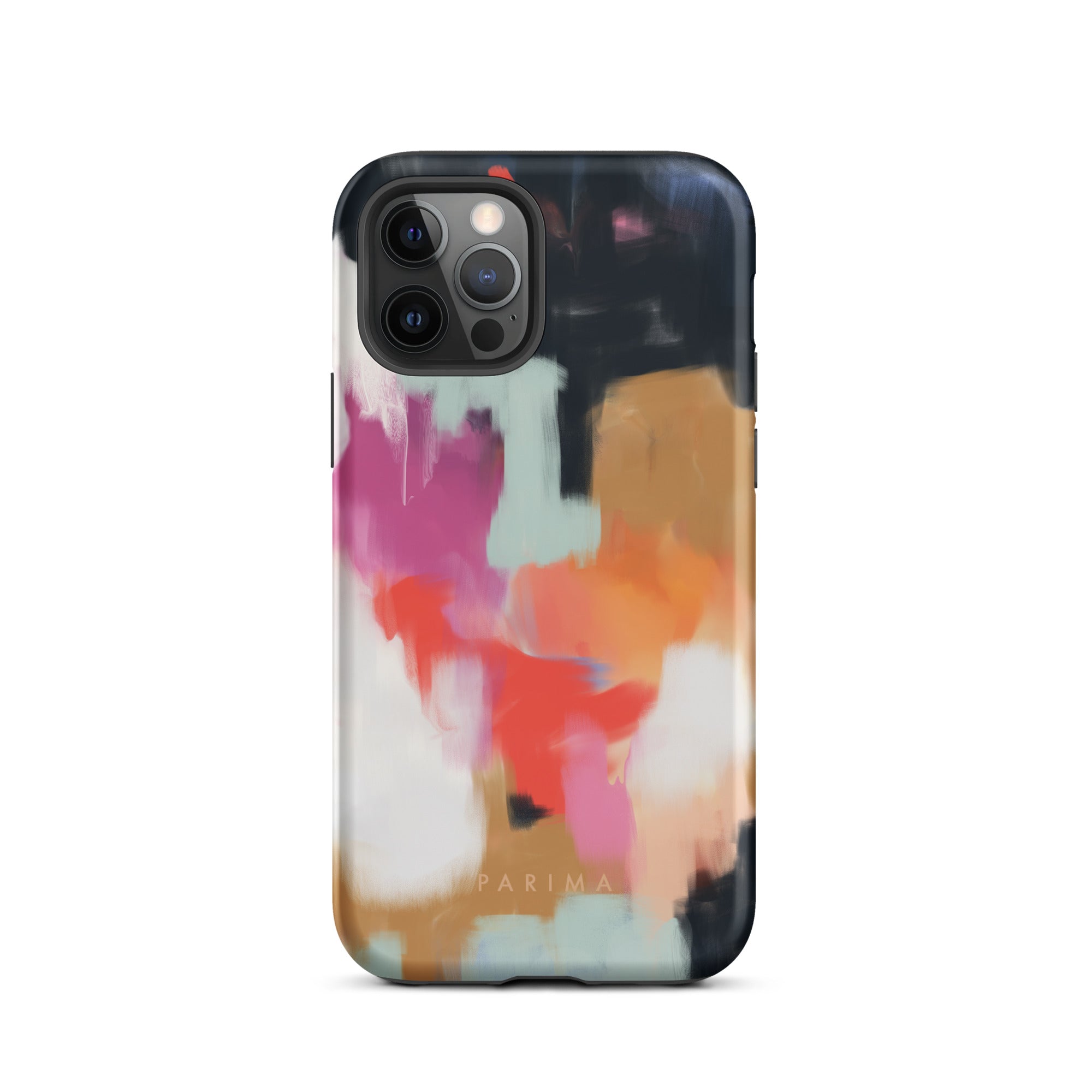 Ruthie, blue and pink abstract art on iPhone 12 Pro tough case by Parima Studio
