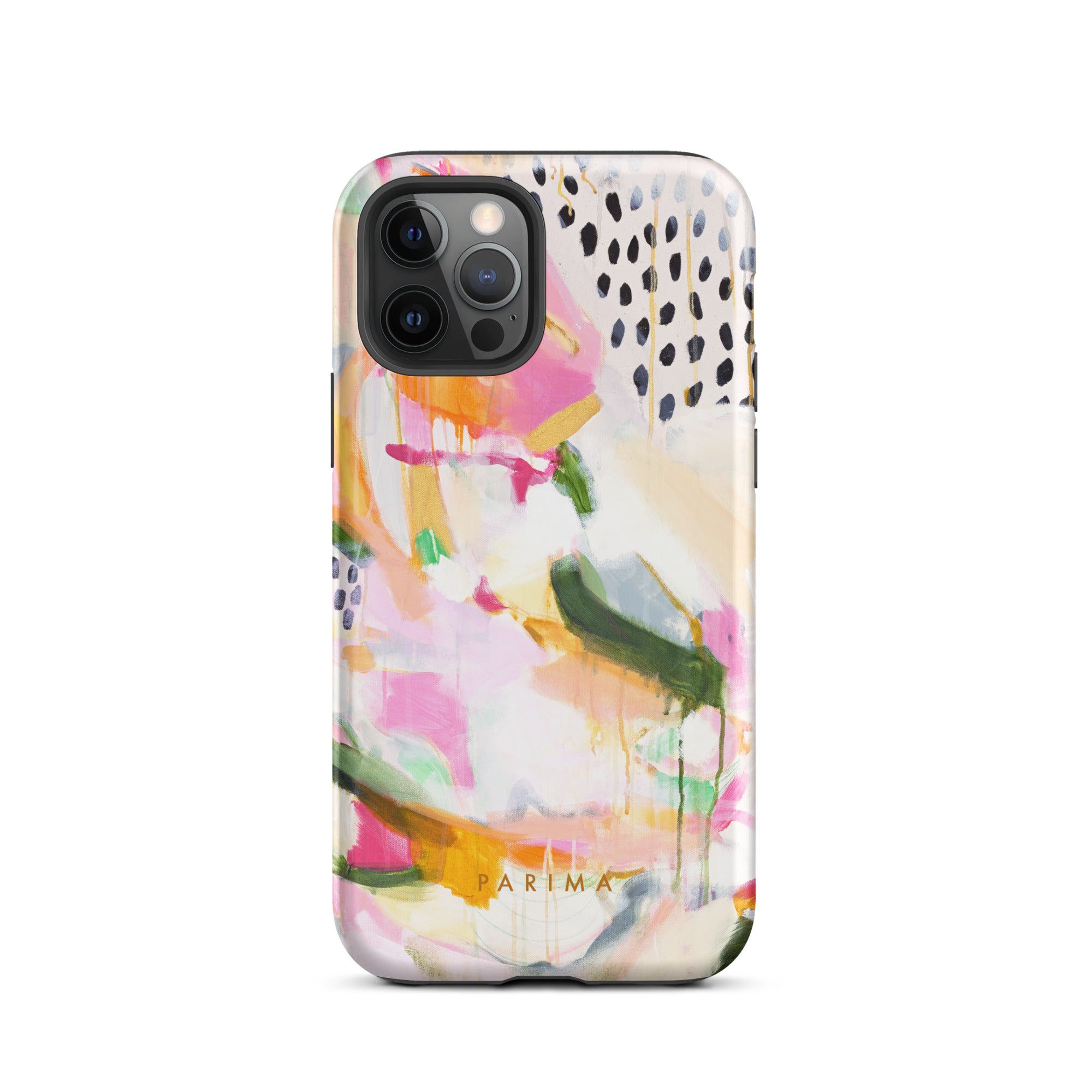 Adira, pink and green abstract art - iPhone 12 Pro tough case by Parima Studio