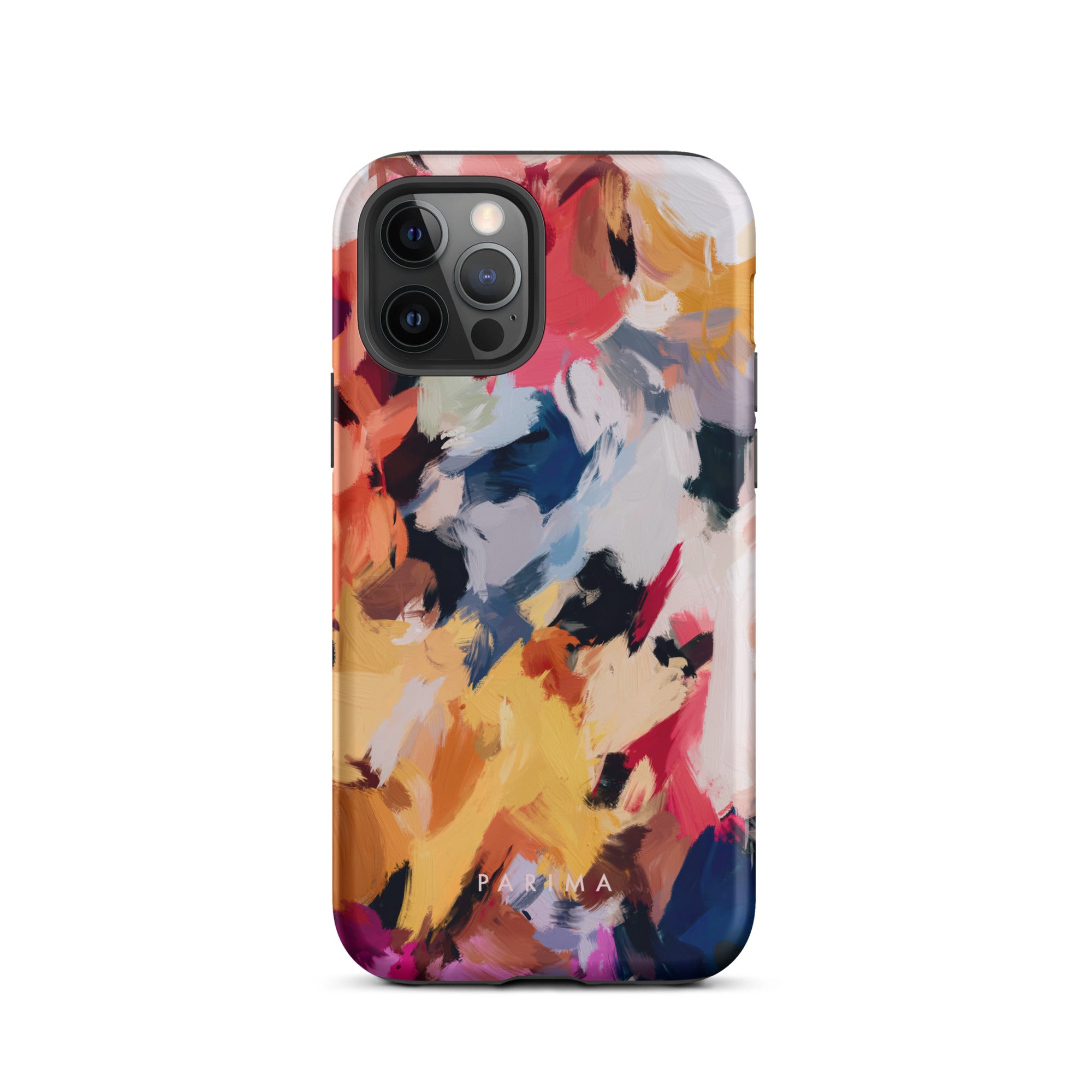 Wilde, blue and yellow abstract art on iPhone 12 Pro tough case by Parima Studio