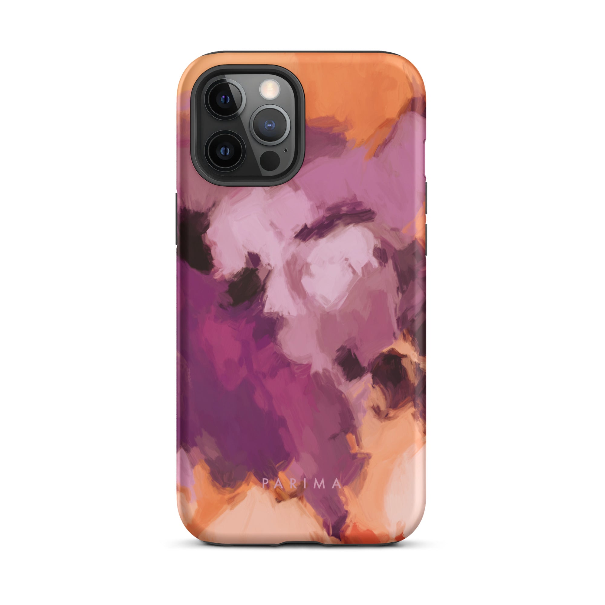 Lilac, purple and orange abstract art on iPhone 12 Pro Max tough case by Parima Studio