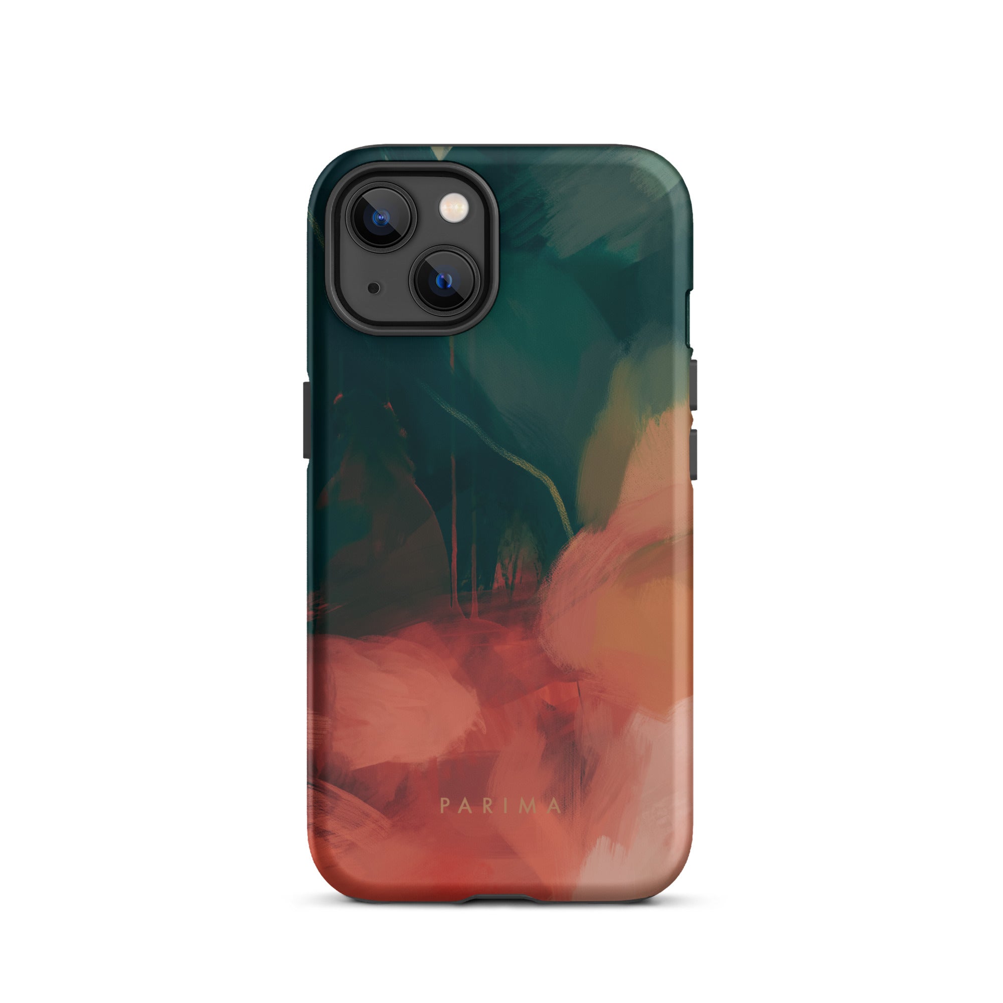 Eventide, green and red abstract art - iPhone 13 tough case by Parima Studio