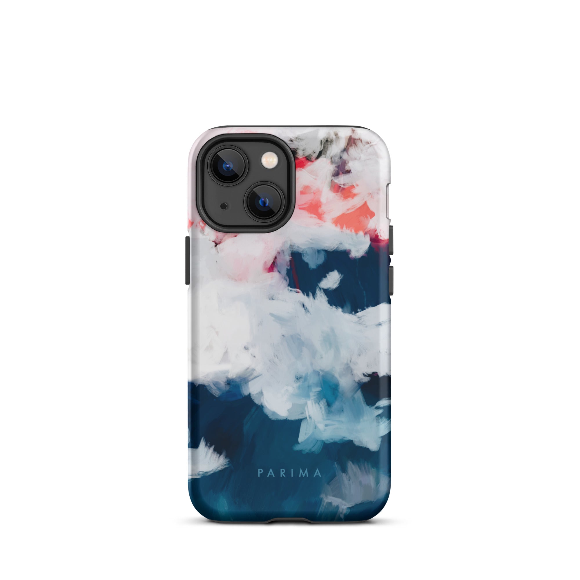 Oceane, blue and pink abstract art on iPhone 13 mini tough case by Parima Studio