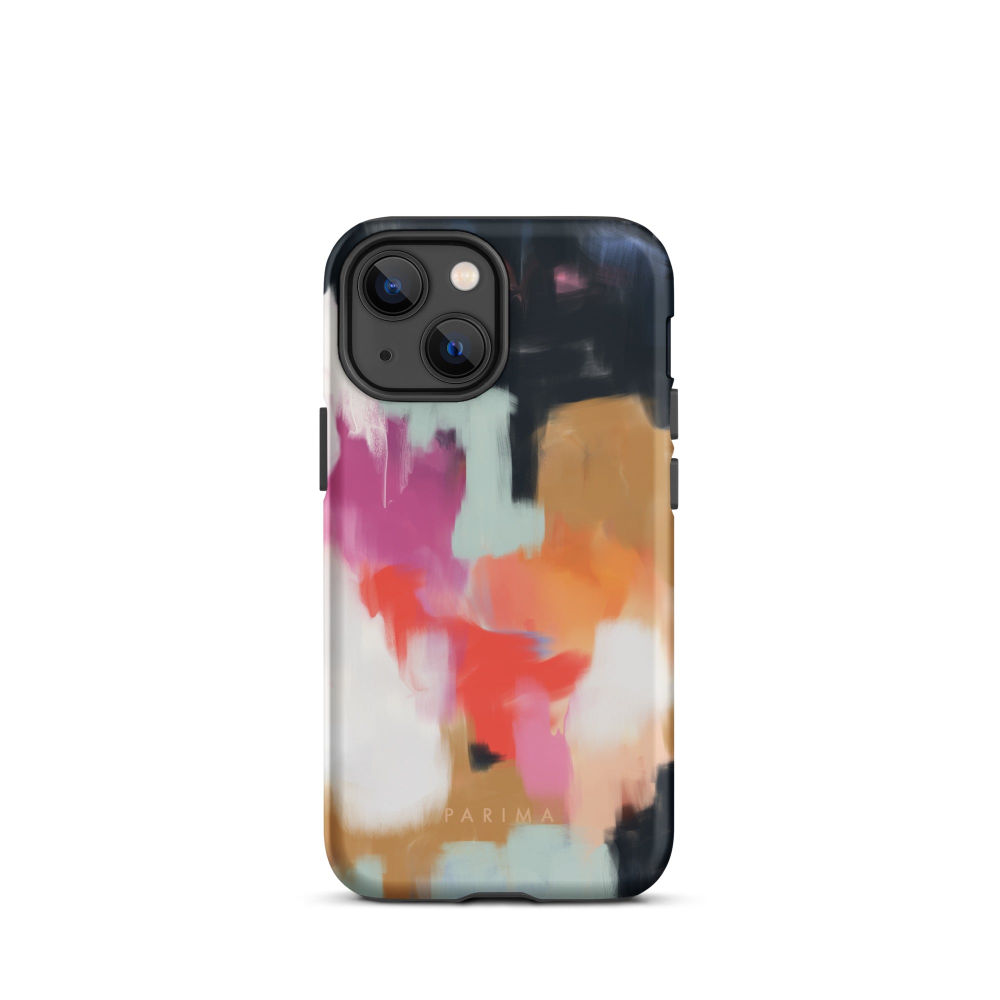 Ruthie, blue and pink abstract art on iPhone 13 mini tough case by Parima Studio