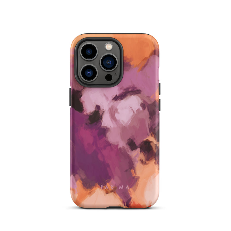 Lilac, purple and orange abstract art on iPhone 13 Pro tough case by Parima Studio