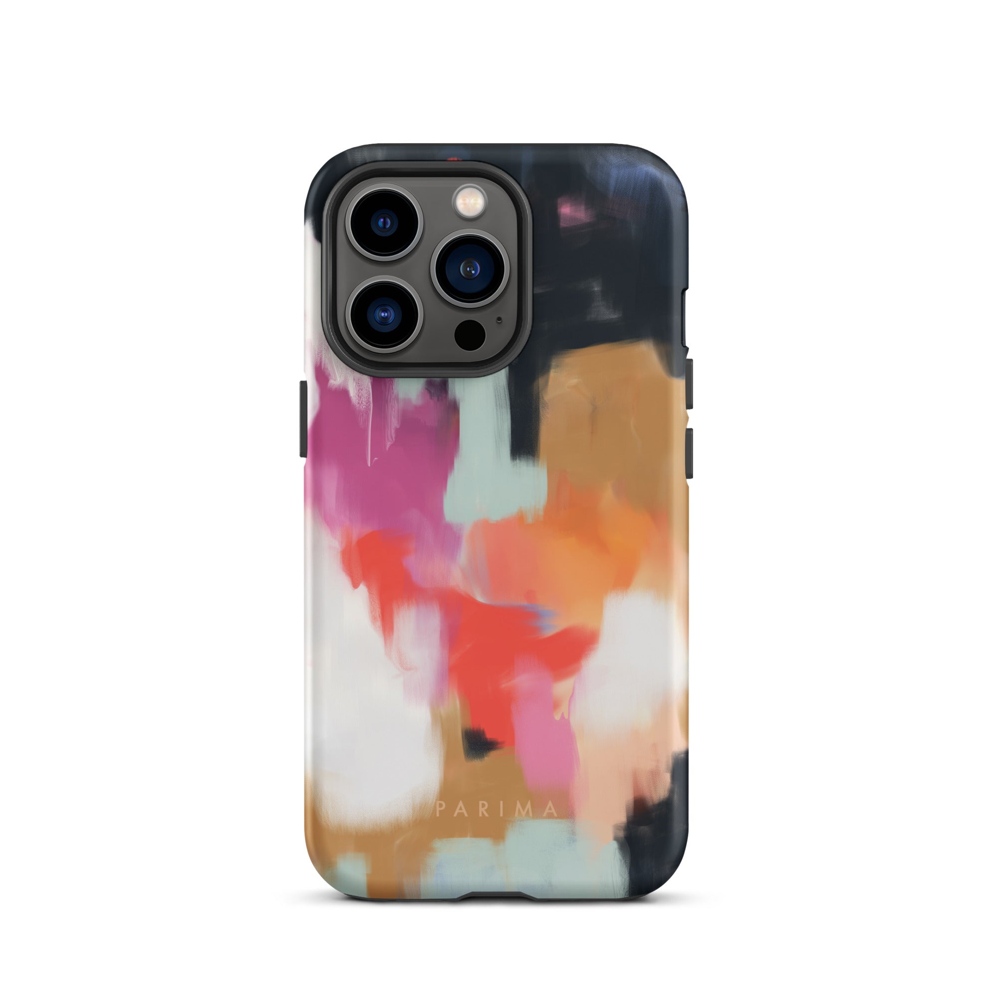 Ruthie, blue and pink abstract art on iPhone 13 Pro tough case by Parima Studio