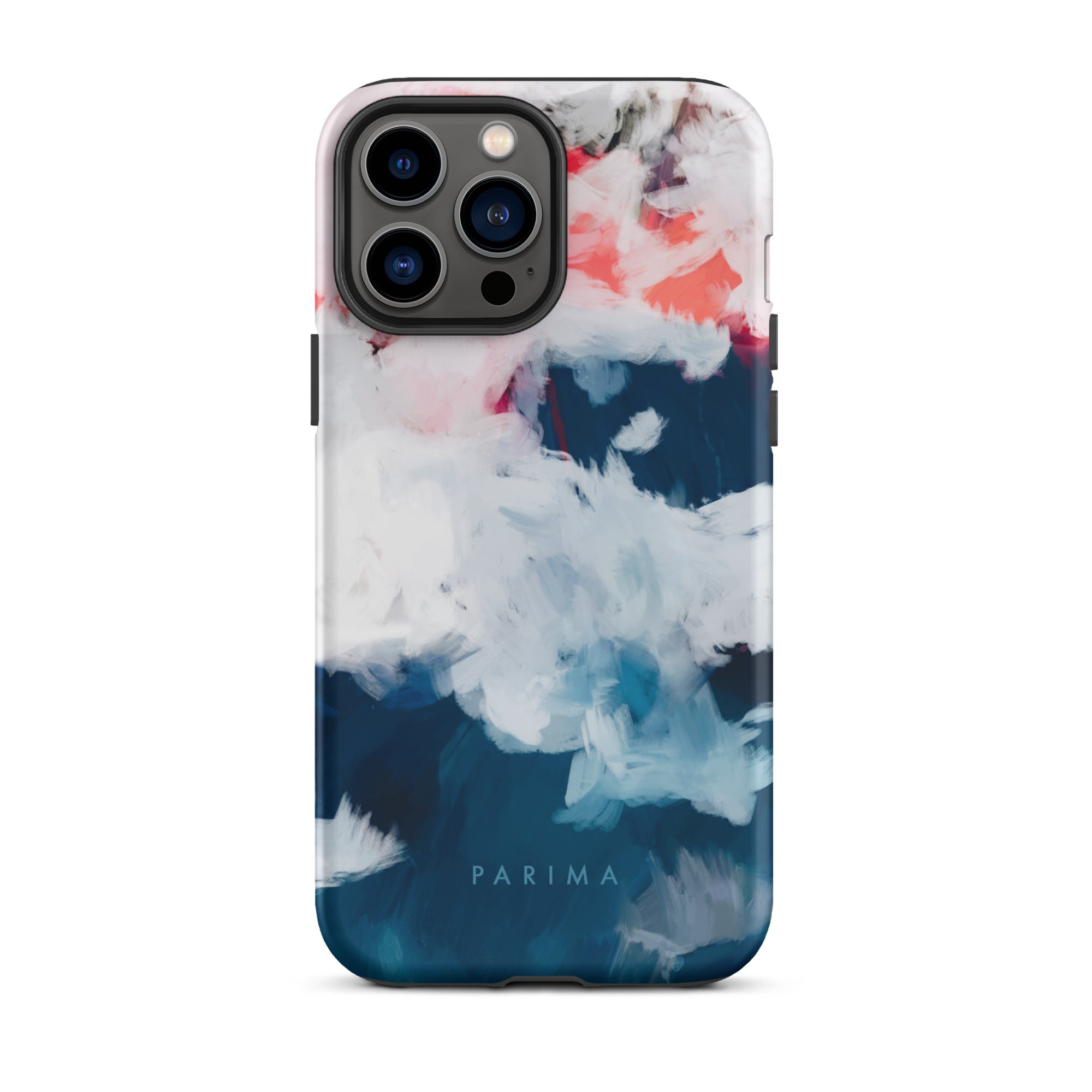 Oceane, blue and pink abstract art on iPhone 13 Pro Max tough case by Parima Studio
