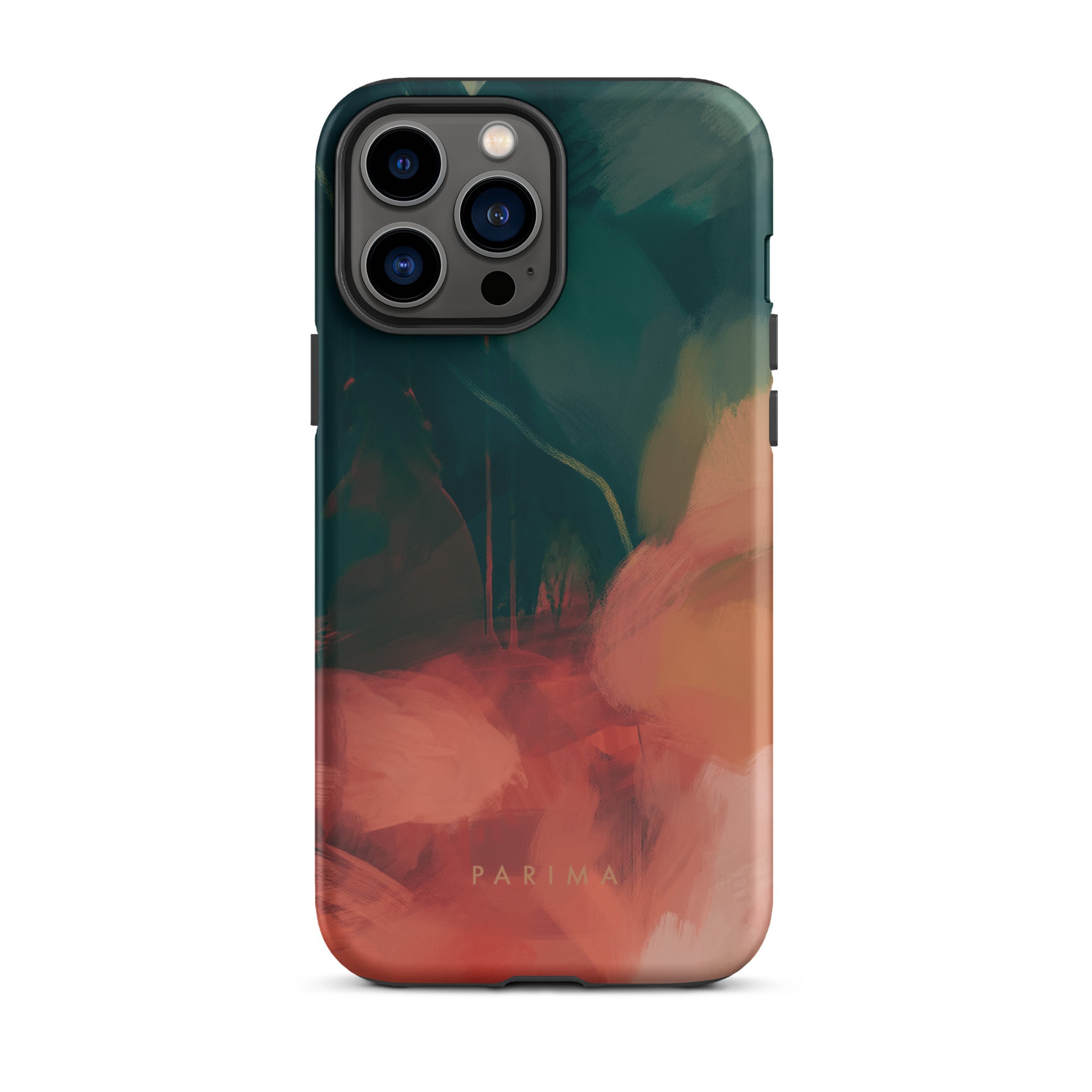 Eventide, green and red abstract art - iPhone 13 Pro tough case by Parima Studio