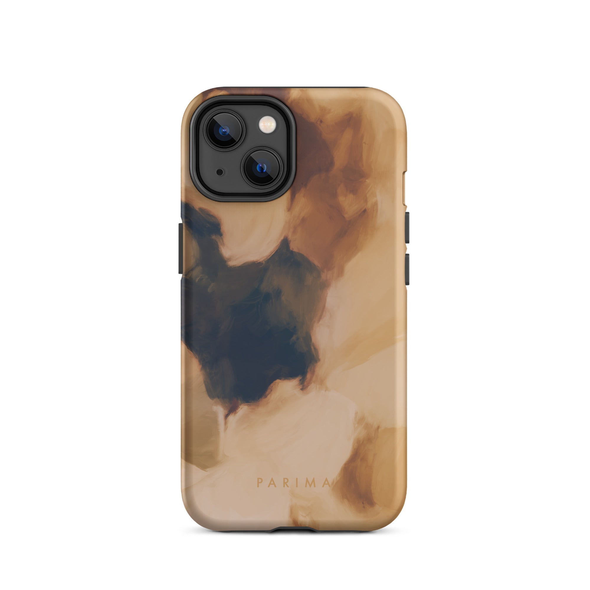 Clay, brown and tan color abstract art on iPhone 14 tough case by Parima Studio