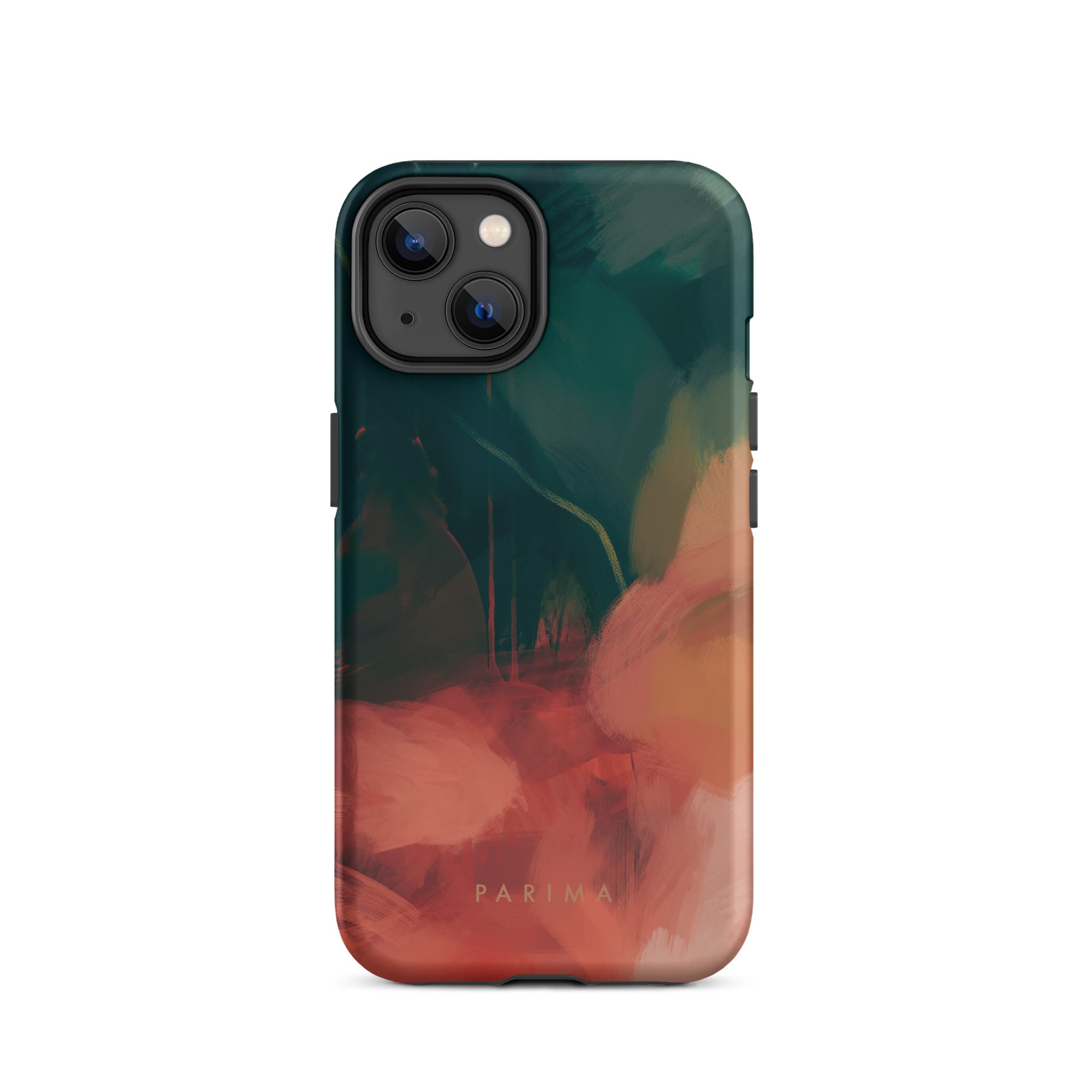 Eventide, green and red abstract art - iPhone 14 tough case by Parima Studio